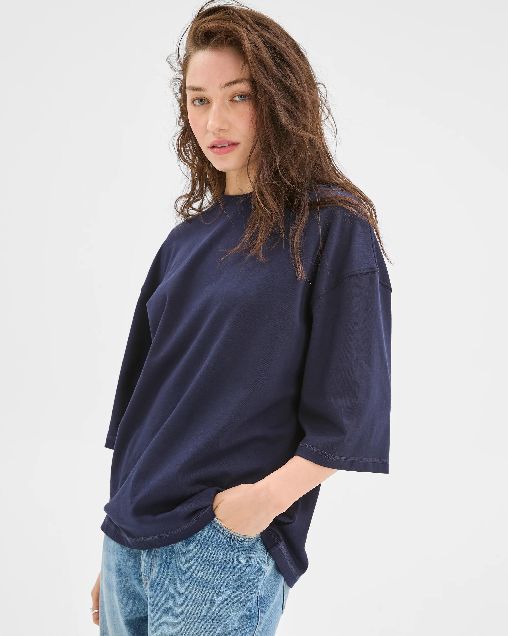2 Lily Loves Australian Cotton Oversized T-Shirt NAVY, 2 of 7