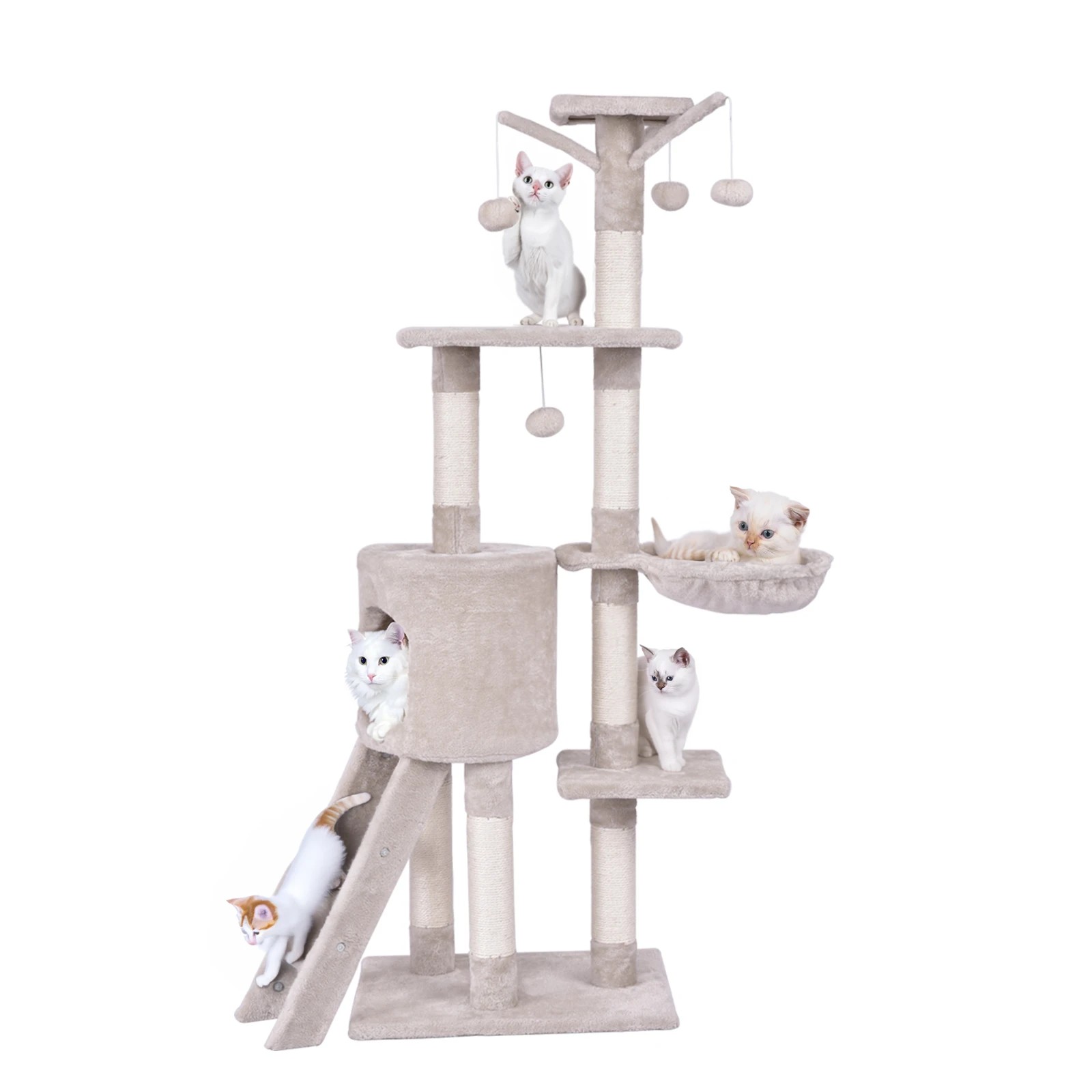 2 Costway 1.4M Cat Tree Multi-level Kitten Condo House Funiture w/Ladder, 2 of 5