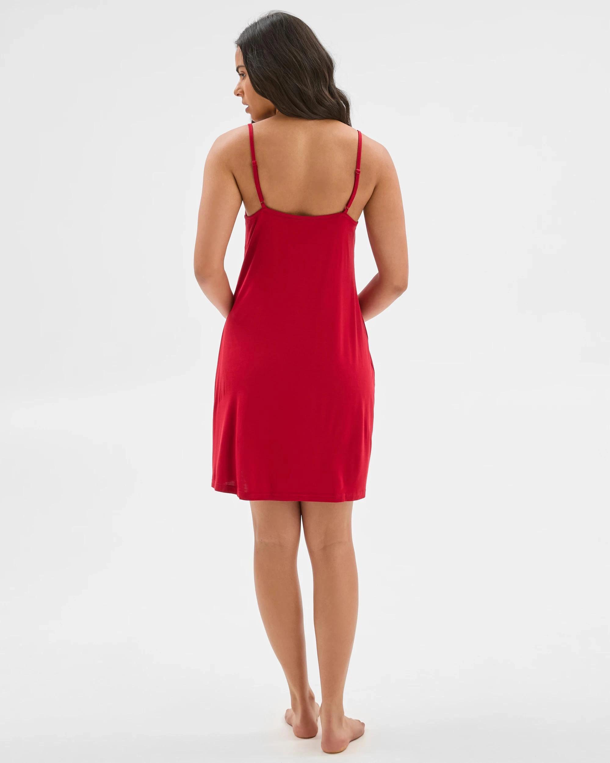 6 Target Womens Soft Comfort Bamboo Sleep Lace Cami Nightie RED, 6 of 6