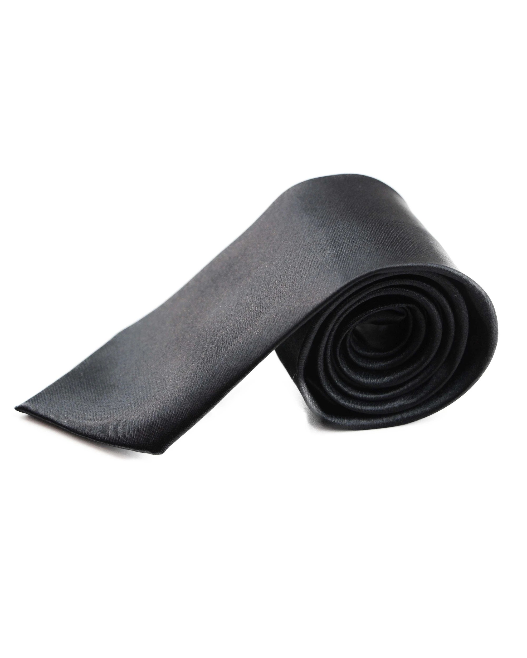 2 Zasel Mens Black 8cm Plain Neck Tie, 2 of 2