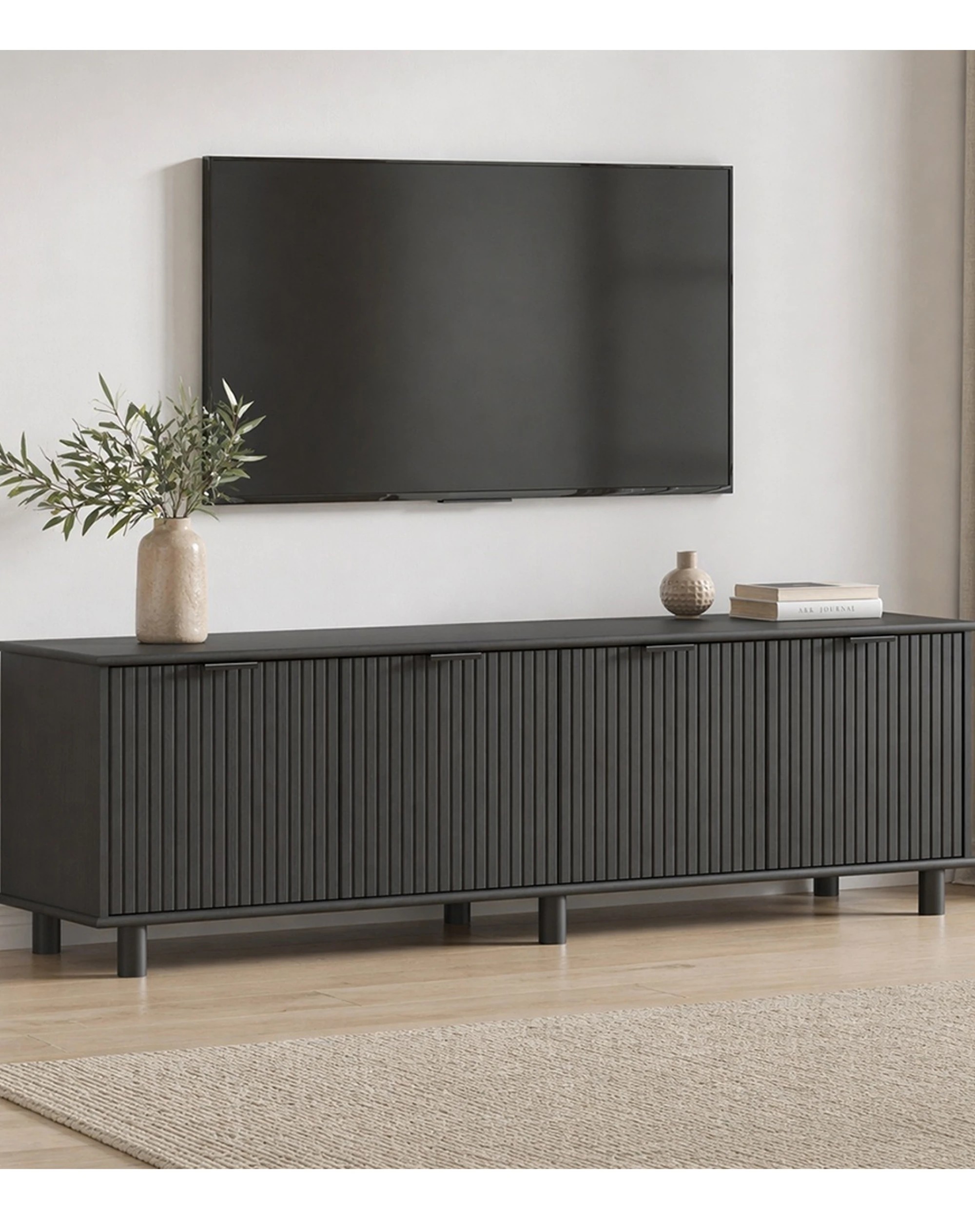 3 Alpine Bay Sorrento 4 Door TV Unit 180cm Woodgrain - Black, 3 of 8