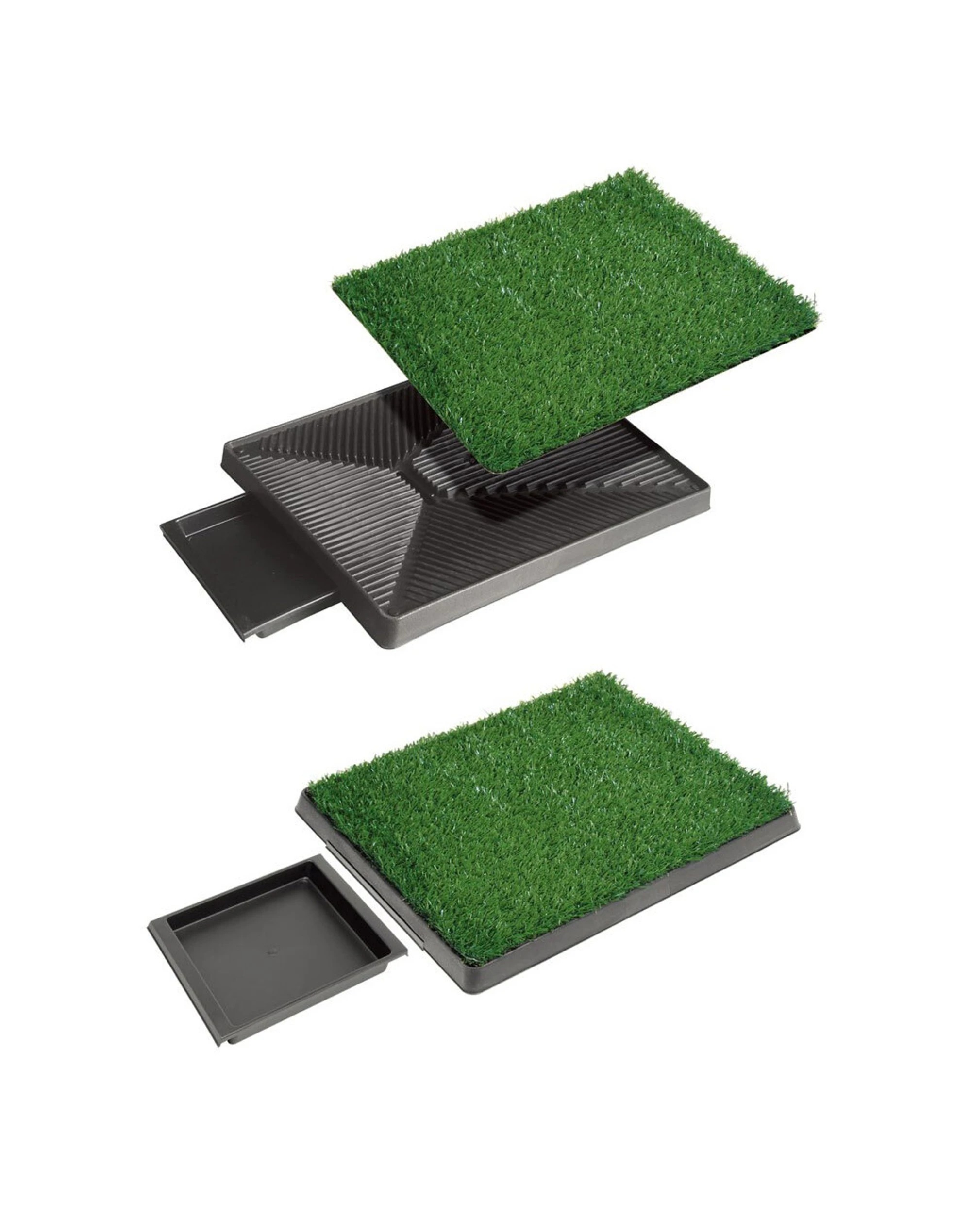 2 Paws And Claws Portable Indoor Training Potty Grass With Removable Waste Tray 63cm
 - Green, 2 of 5