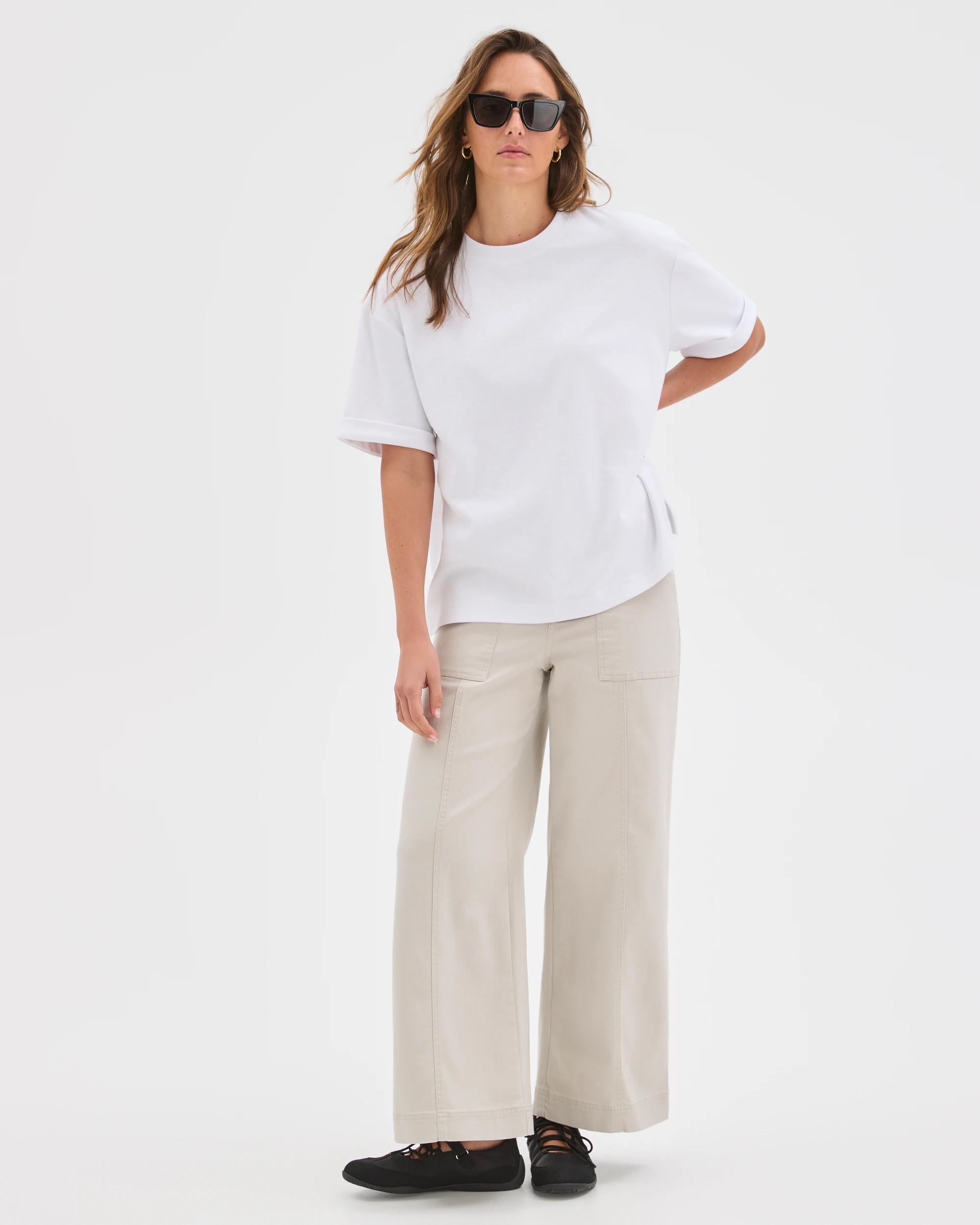 3 Target Woman Turnback Cuff Boxy Rib T-Shirt WHITE, 3 of 6