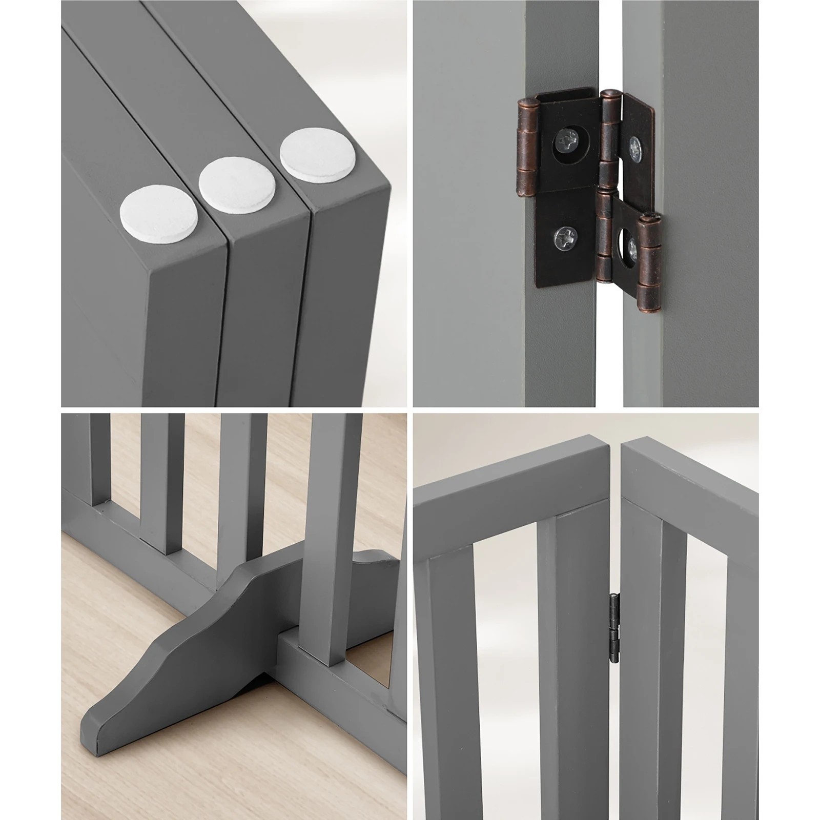 5 Alopet Wooden Pet Gate Dog Fence Safety Stair Barrier Security Door 3-Panel - Grey, 5 of 10