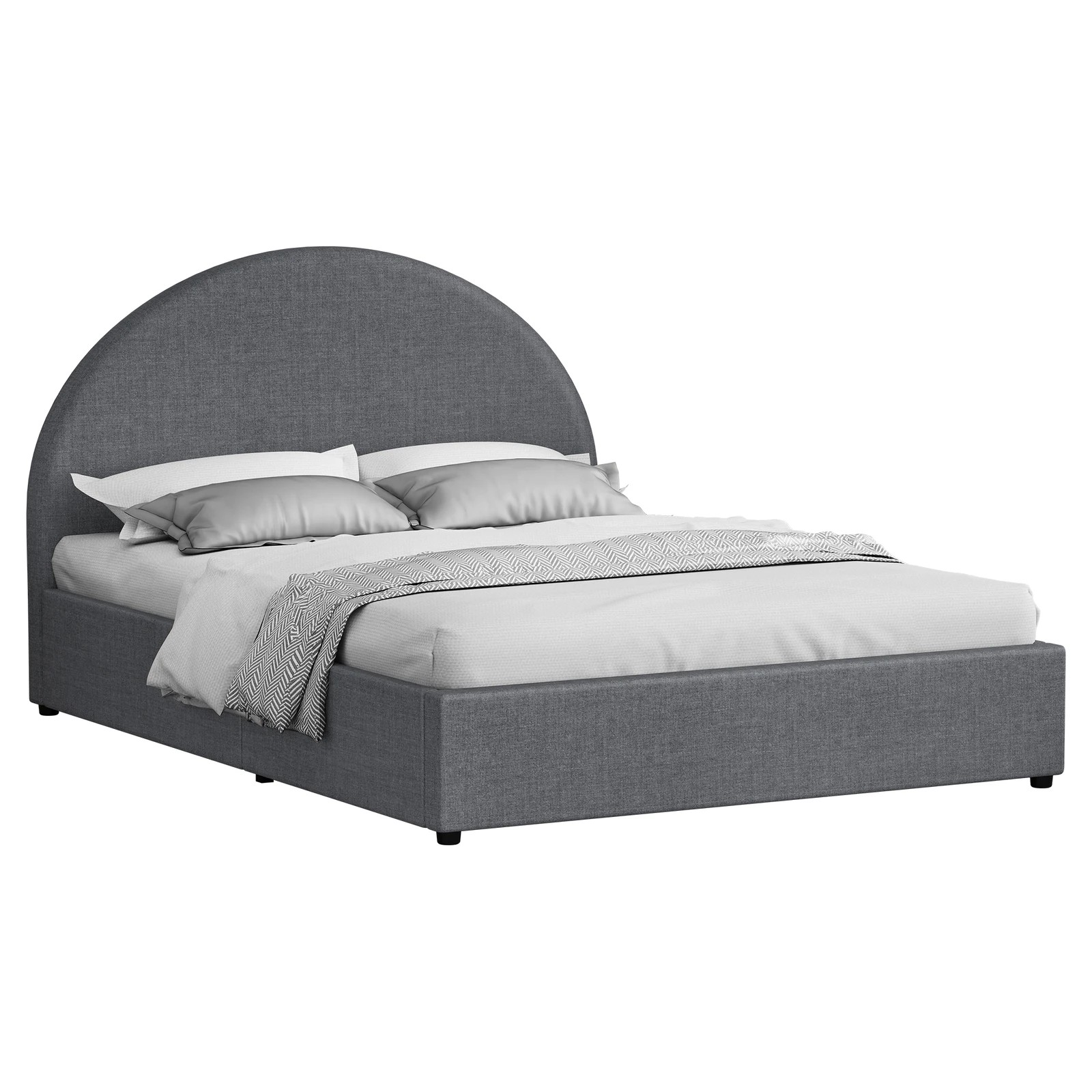 1 Alfordson Bed Frame King Size Gas Lift Base With Storage Fabric Howell - Grey, 1 of 10