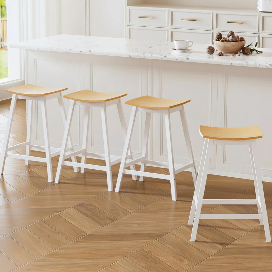 6 Artiss 4x Bar Stools Wooden Chairs - Natural, 6 of 6
