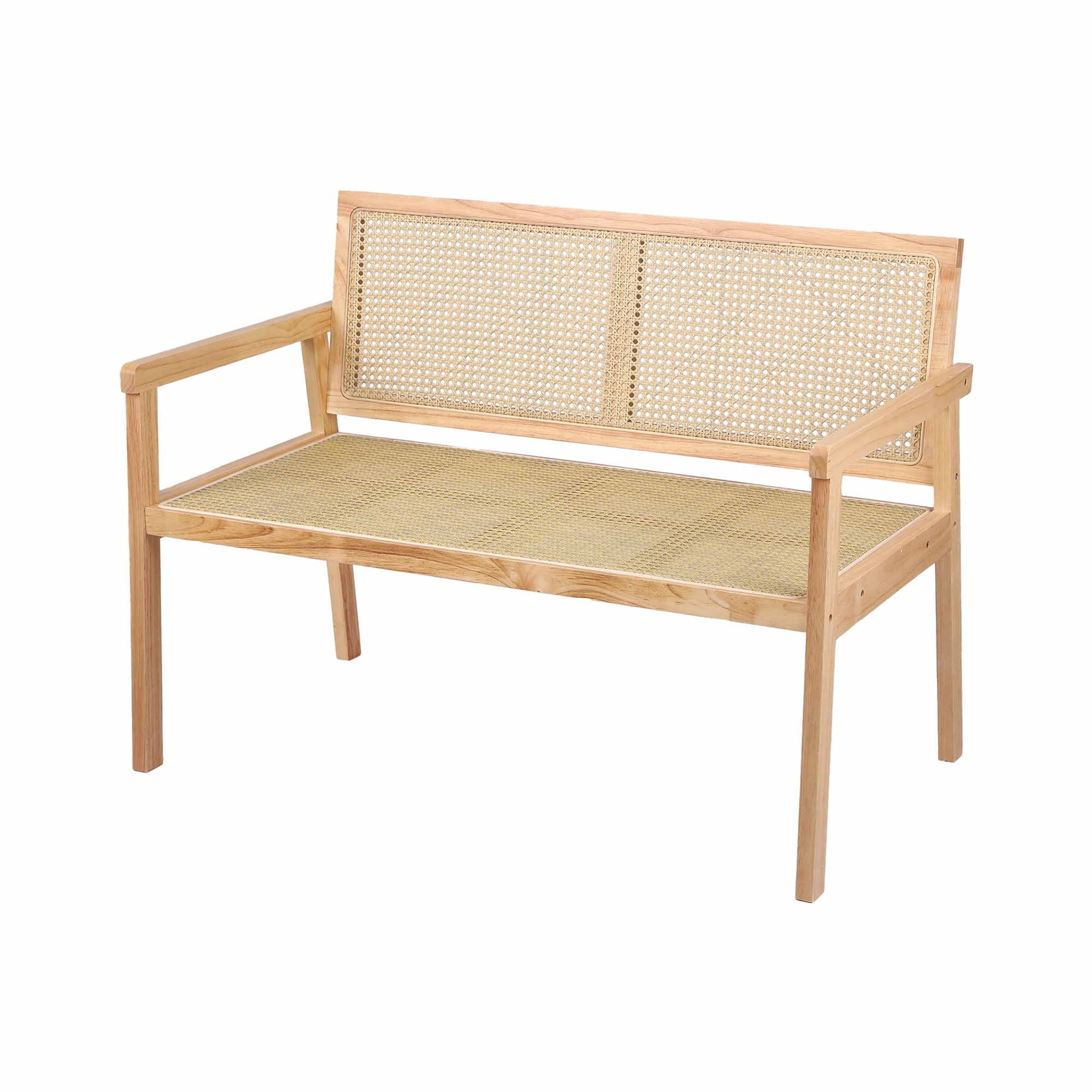 1 Gardeon Garden Bench Wooden Bench Outdoor PVC Woven Seat Backrest 107cm - Natural, 1 of 7