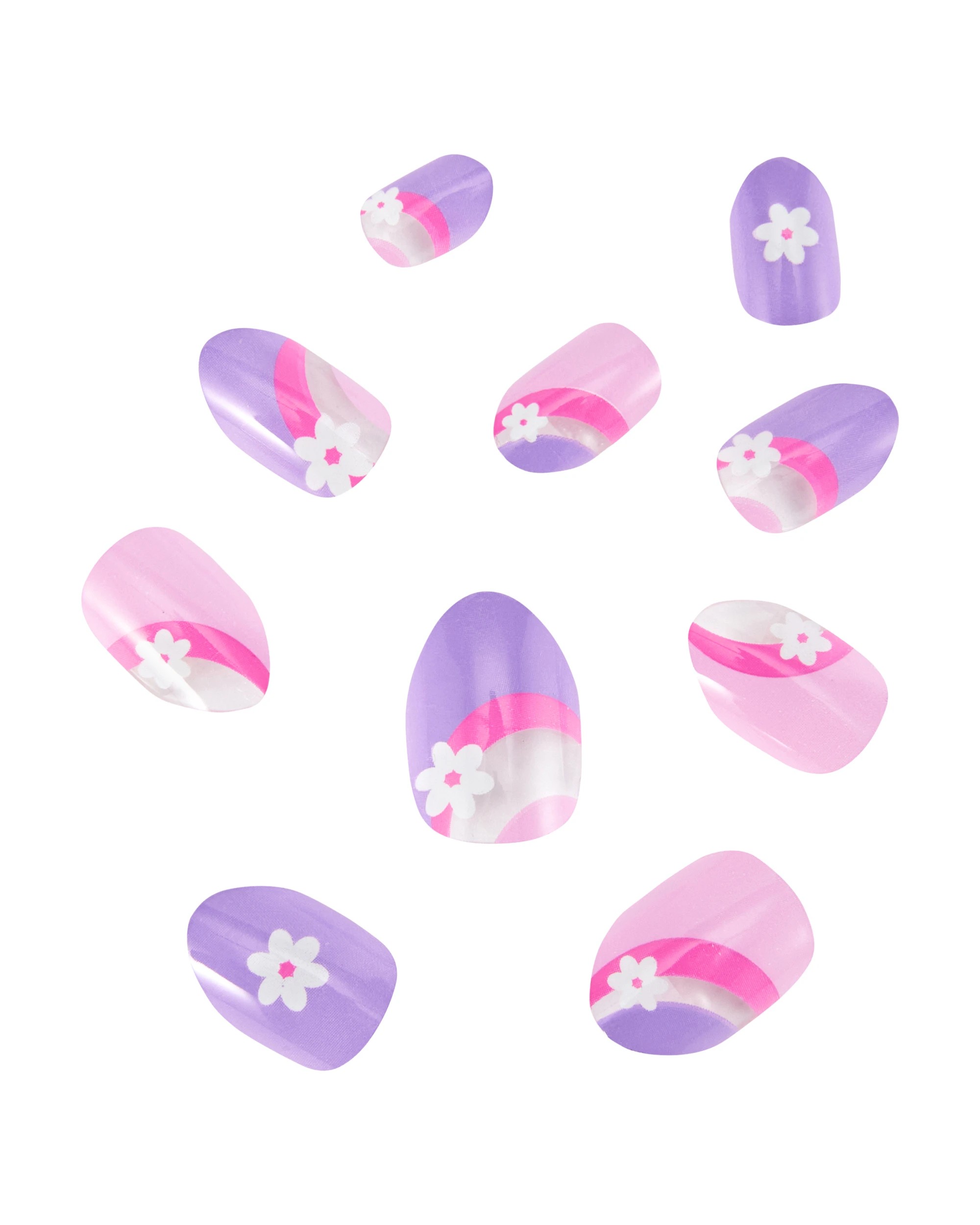 2 OXX Junior 24 Pack Kids Pre-Glued Stick-On Nails - Stiletto Shape, Pink and Purple, 2 of 4