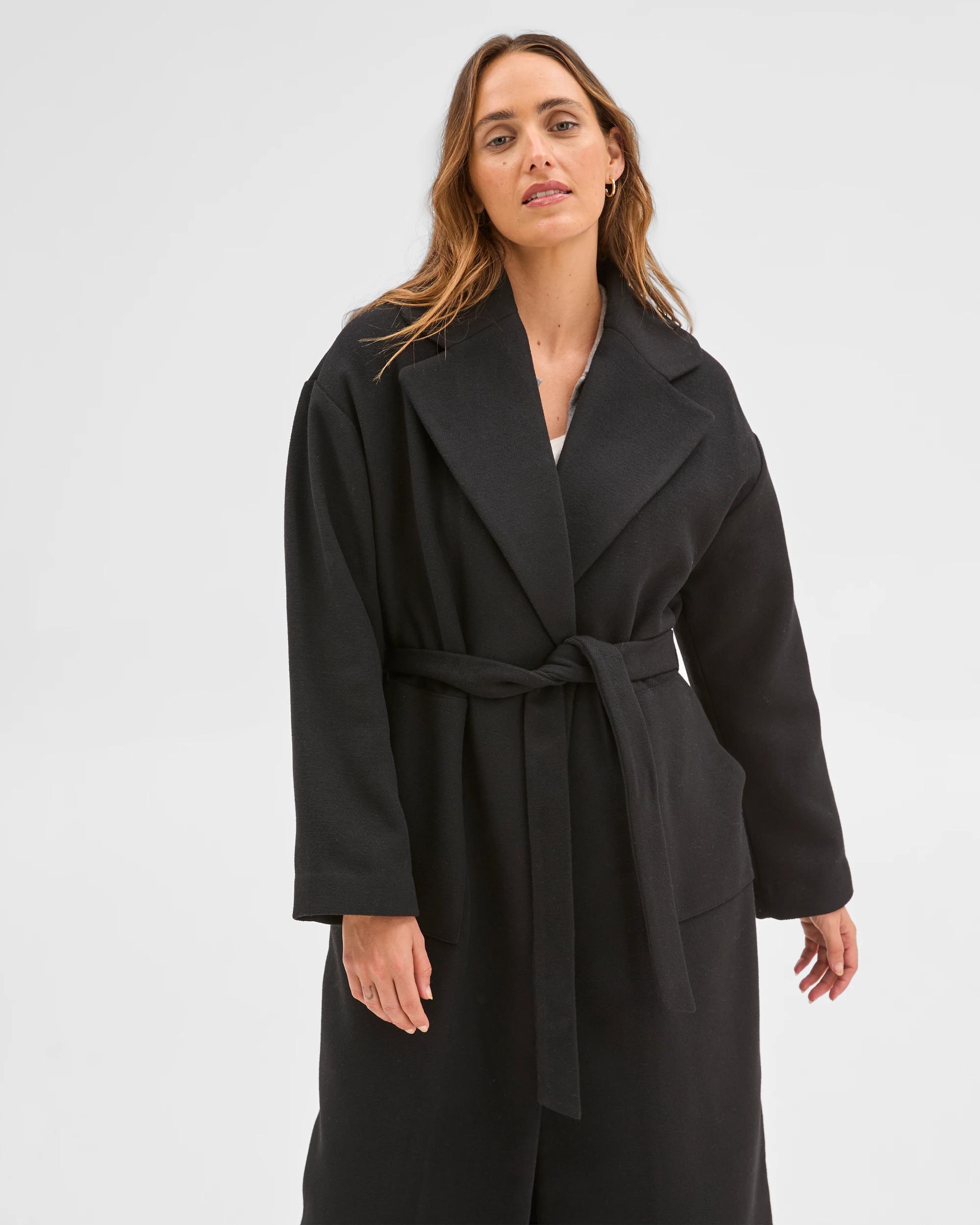 5 Target Woman Soft Wrap Coat BLACK, 5 of 7