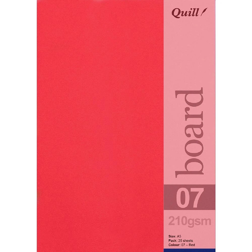 1 Quill A5 210gsm Board Red 25 Pack, 1 of 1