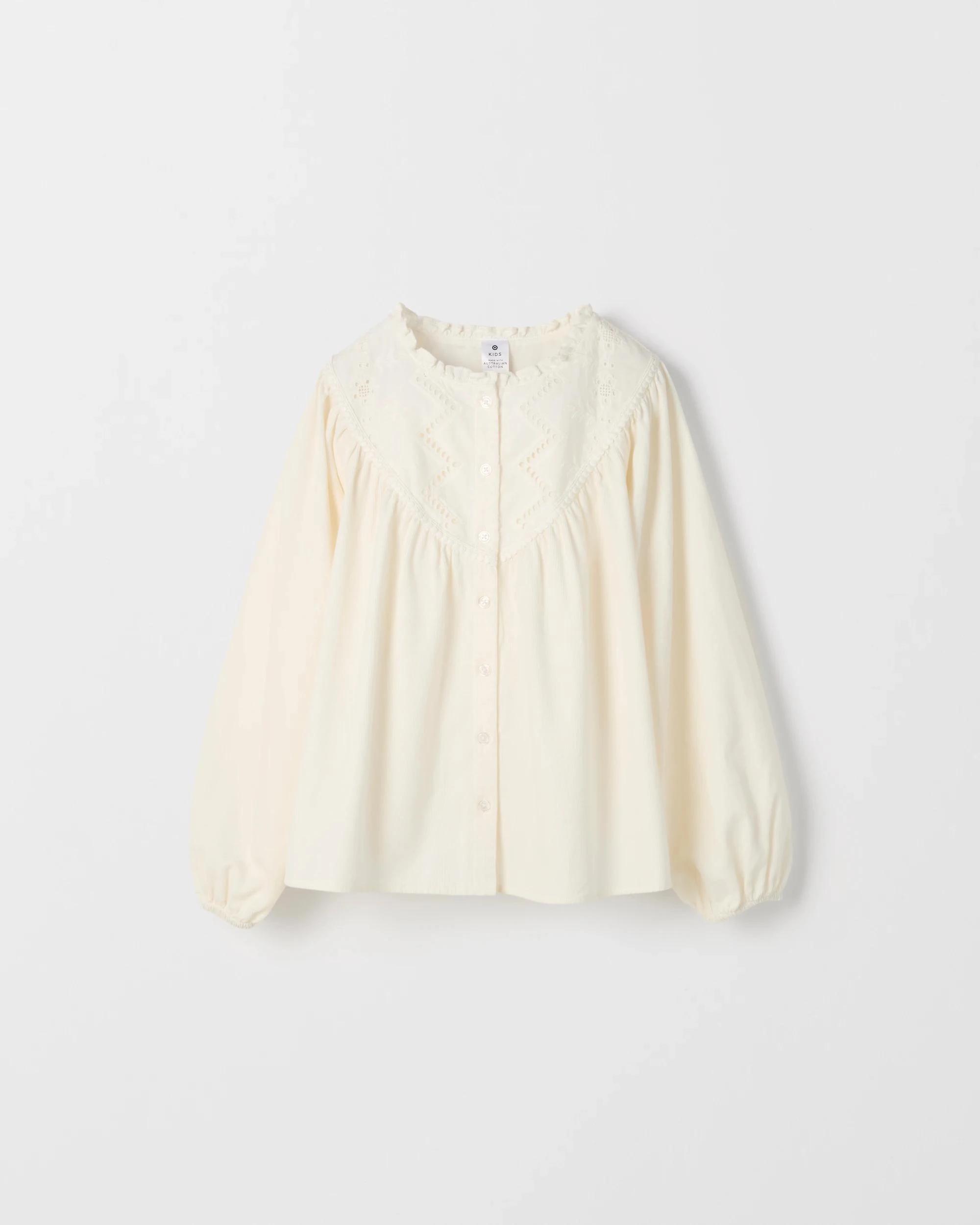 1 Target Kids Australian Cotton Long Sleeve Woven Cord Top CREAM, 1 of 1
