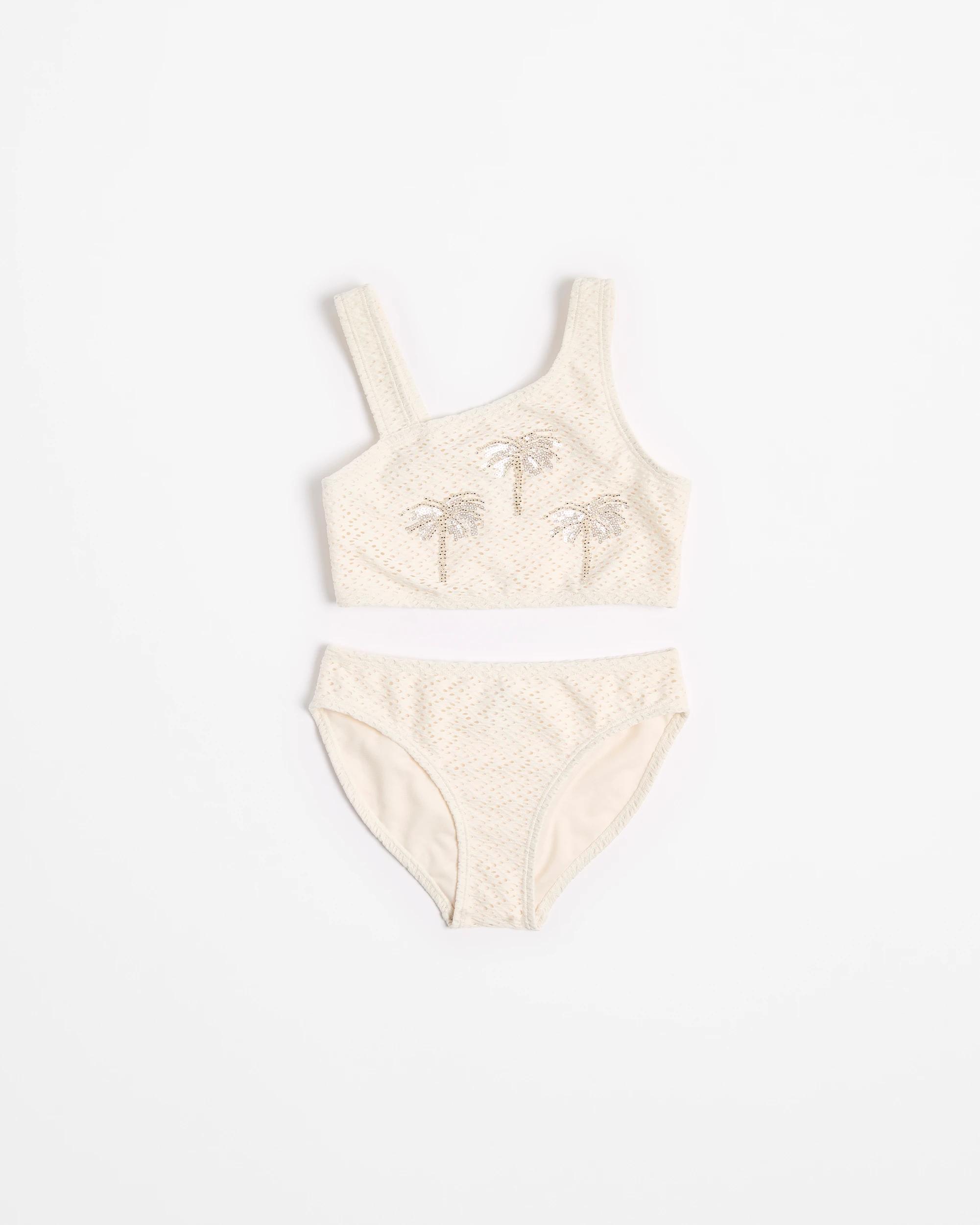 1 Target Textured Crochet Swim Bikini 2 Piece Set CREAM, 1 of 3