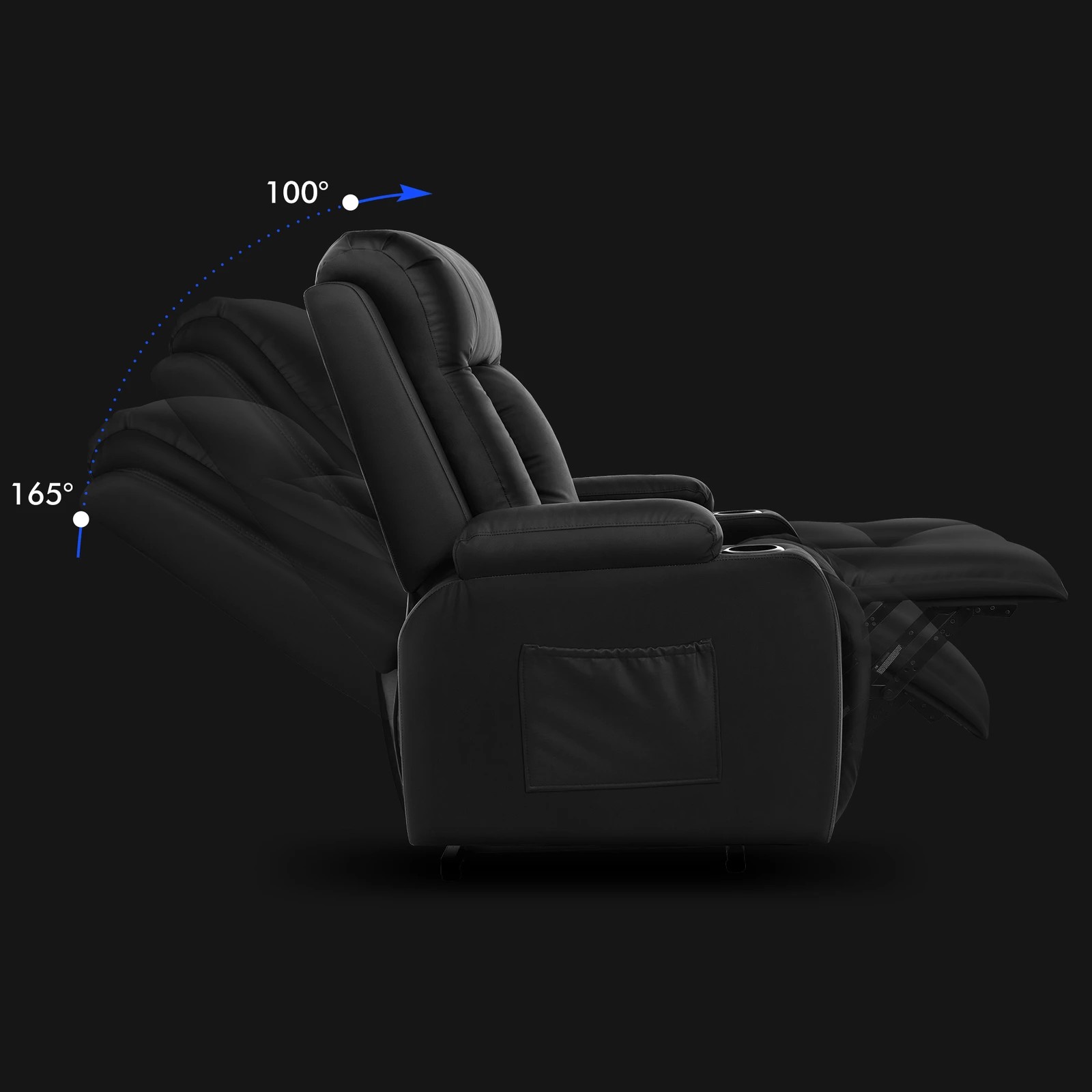 5 Alfordson Recliner Chair Heated Massage Armchair Lounge Sofa Leather - Black, 5 of 9