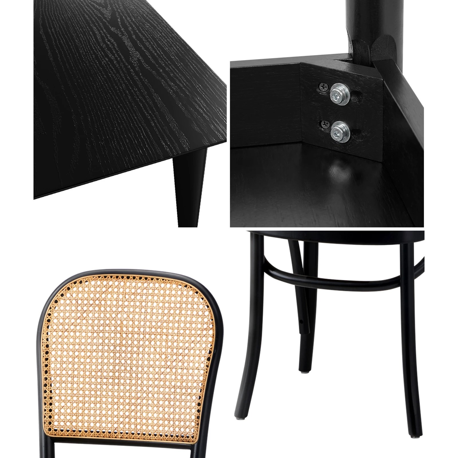 6 Oikiture 5PCS Dining Table Set Rectangle Dining Table and Chairs - Black, 6 of 10