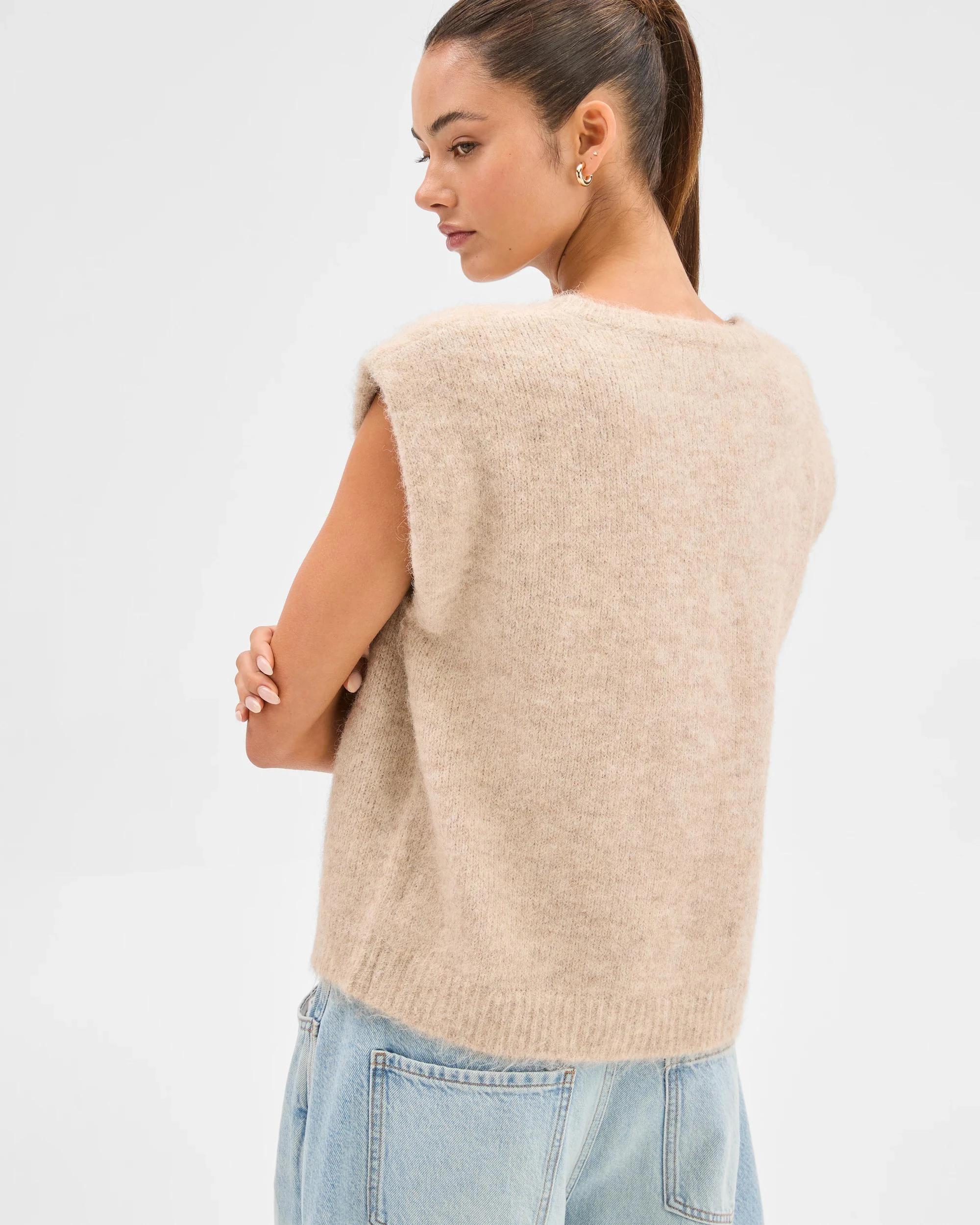 8 Lily Loves Exaggerated Shoulder Knit Vest PINE NUT, 8 of 8