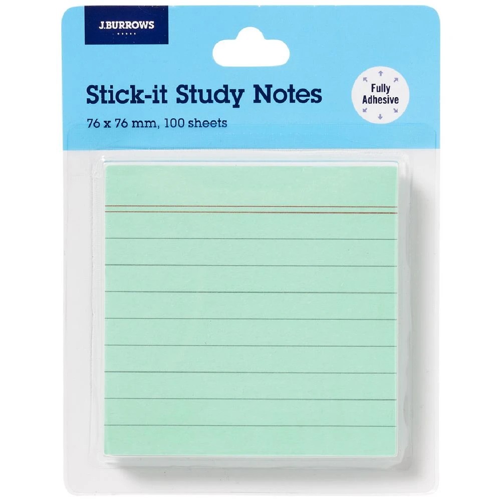 1 J.Burrows Fully Adhesive Notes 76x76mm Green, 1 of 3