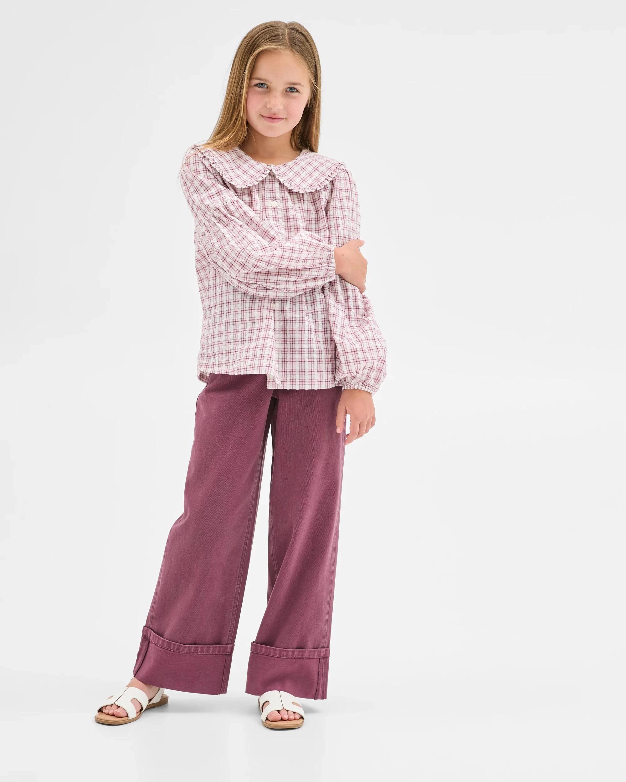 5 Target Kids Denim Wide Leg Cuffed Jeans BURGUNDY, 5 of 7