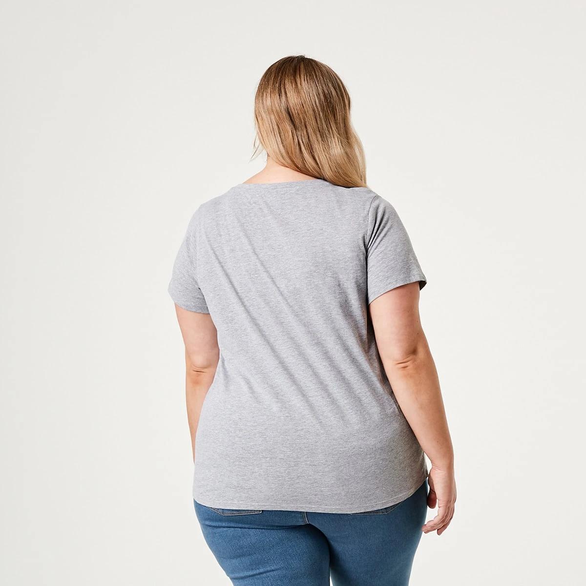 3 Curve Short Sleeve V-Neck T-shirt MARLE GREY, 3 of 5