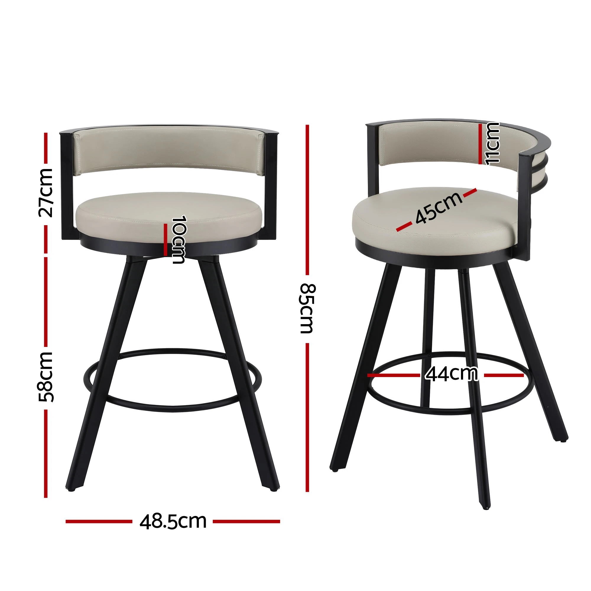 2 Artiss Bar Stool Swivel Kitchen Chair Metal PU Leather Counter - Beige, 2 of 4