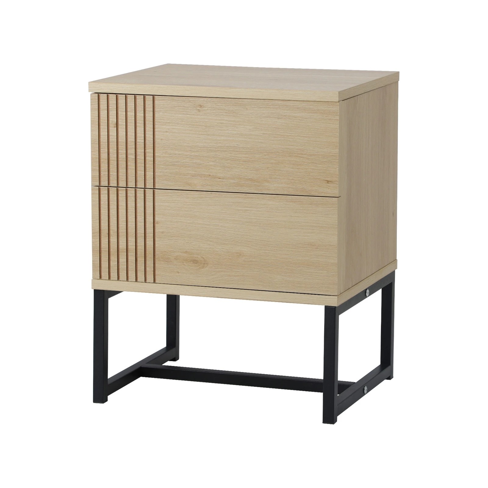 1 Oikiture Bedside Tables 2 Drawers Side Table Nightstand Metal
 - Natural, 1 of 10