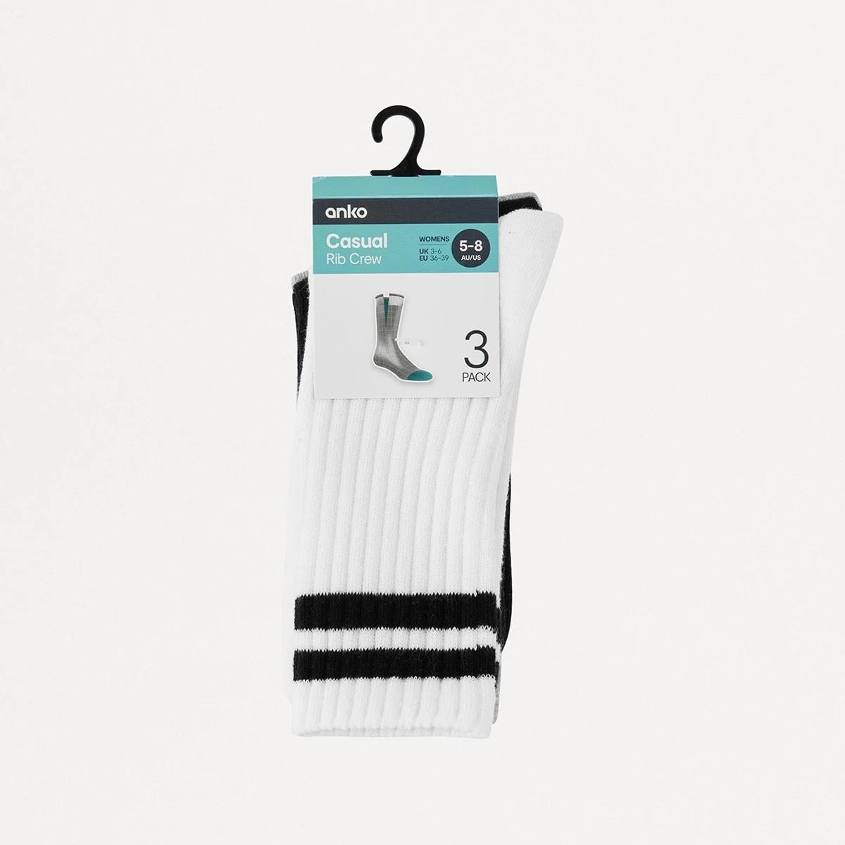 3 3 Pack Chunky Ribbed Full Crew Socks CORE STRIPE, 3 of 3