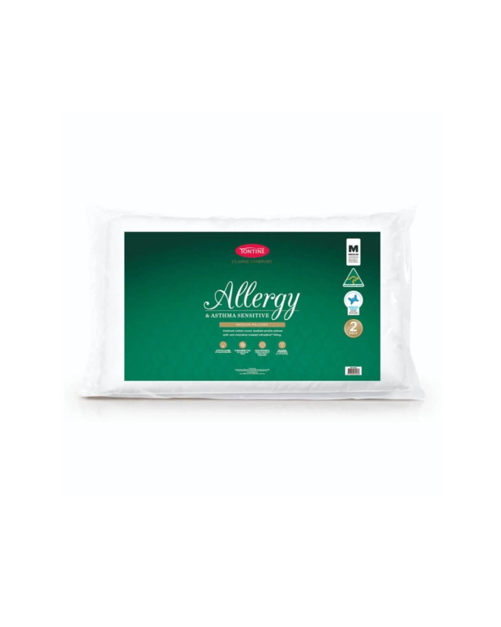 2 Tontine Classic Comfort Allergy & Asthma Sensitive Pillow Medium 2PK - White, 2 of 5