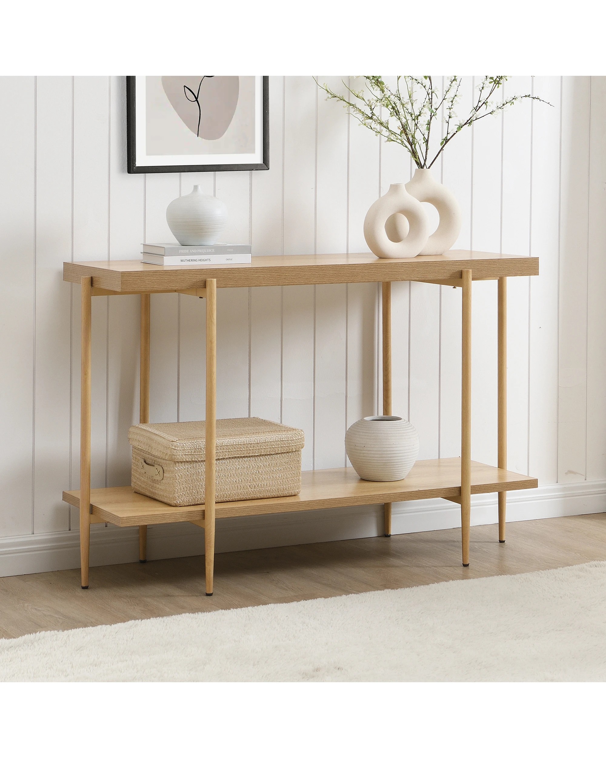 2 IHOMDEC MDF Console Sofa Table - Brown, 2 of 10
