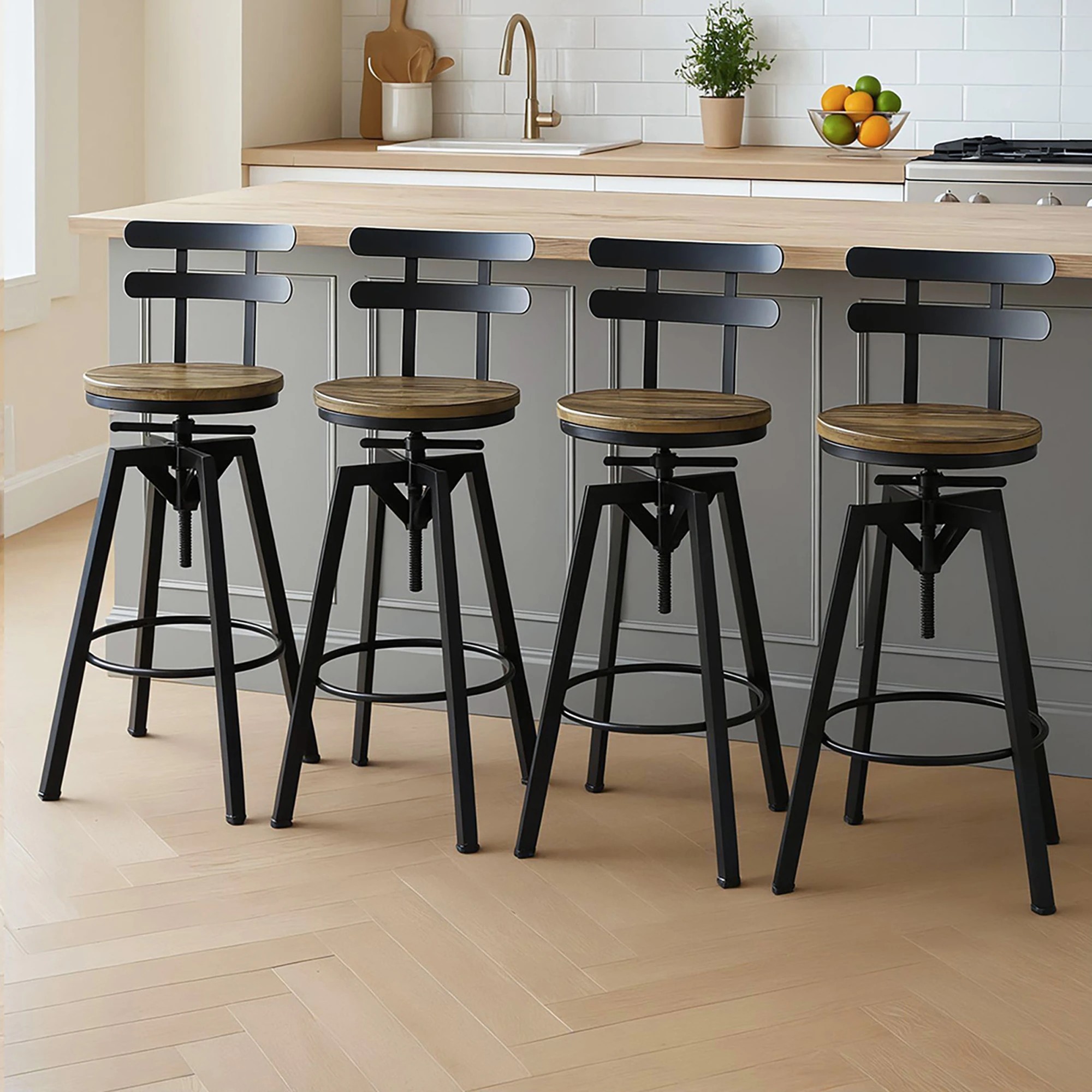 7 Levede 4x Adjustable Bar Stools - Brown, 7 of 7