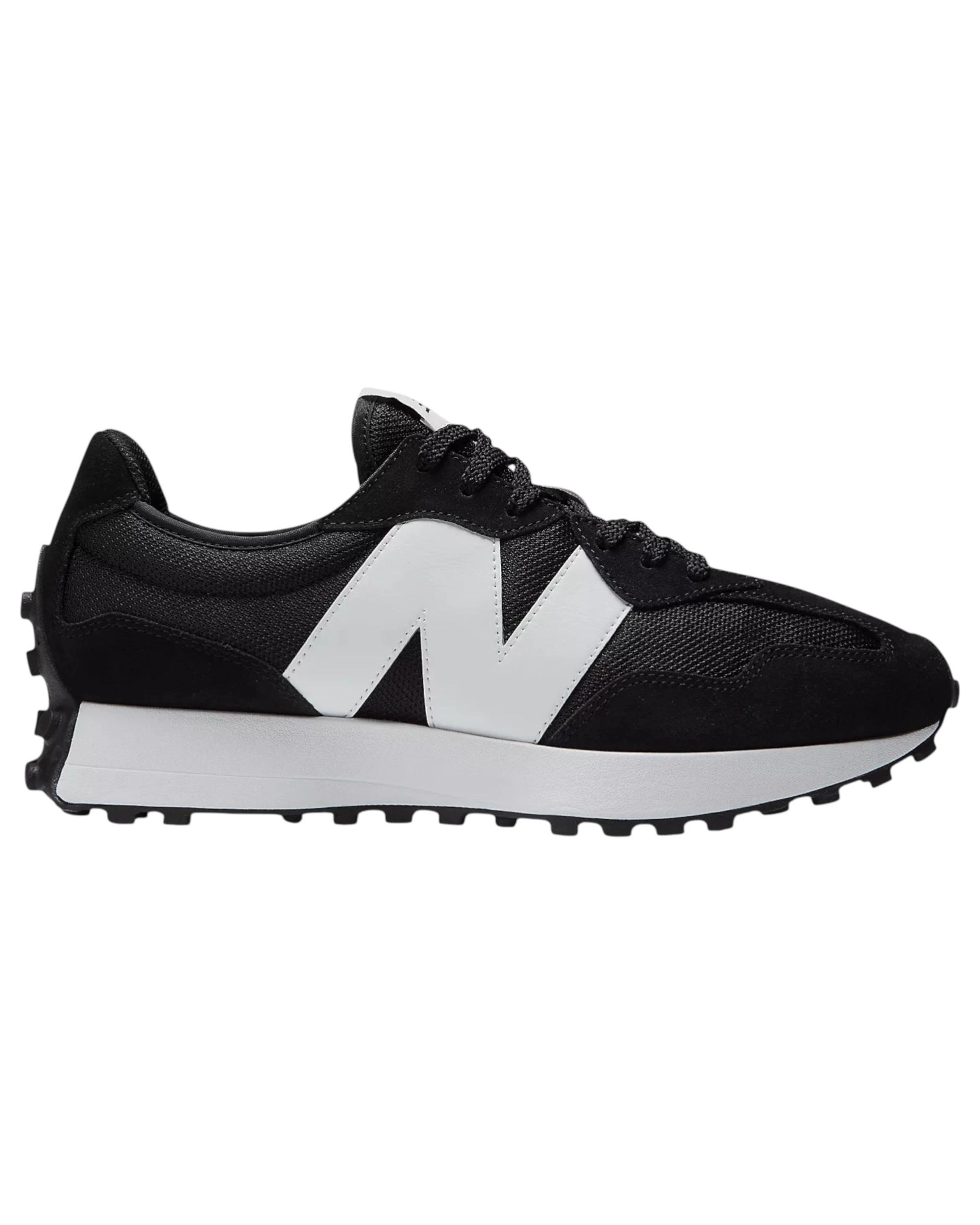 1 New Balance Mens 327 Athletic Shoes BLACK/WHITE, 1 of 6