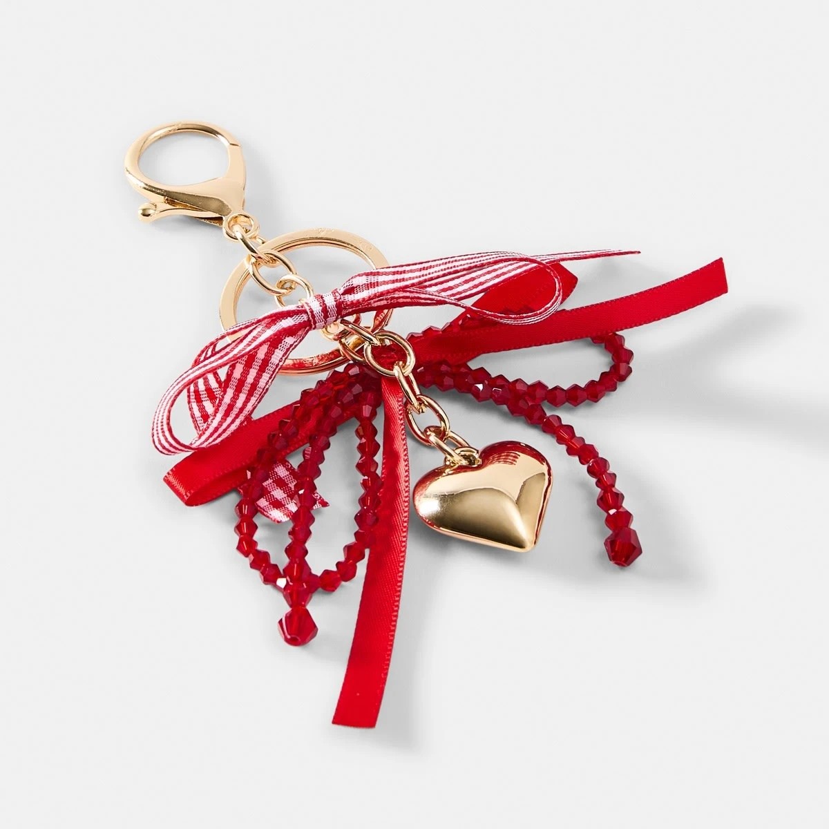 1 Heart Bow Bag Charm Keyring - Red, 1 of 3