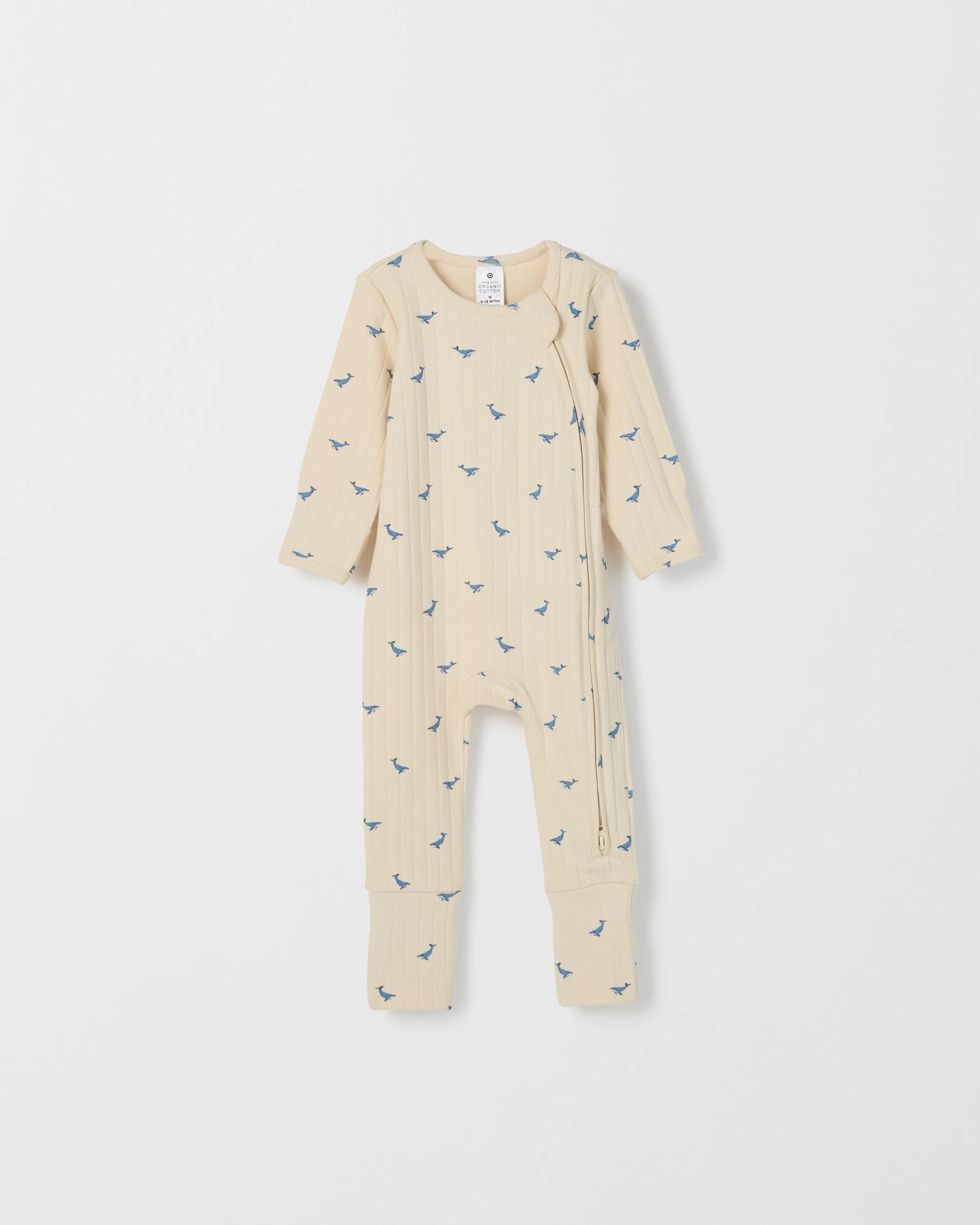 2 Target Baby Organic Cotton 2 Pack Rib Side Zip Elevated Coverall WHALES, 2 of 4