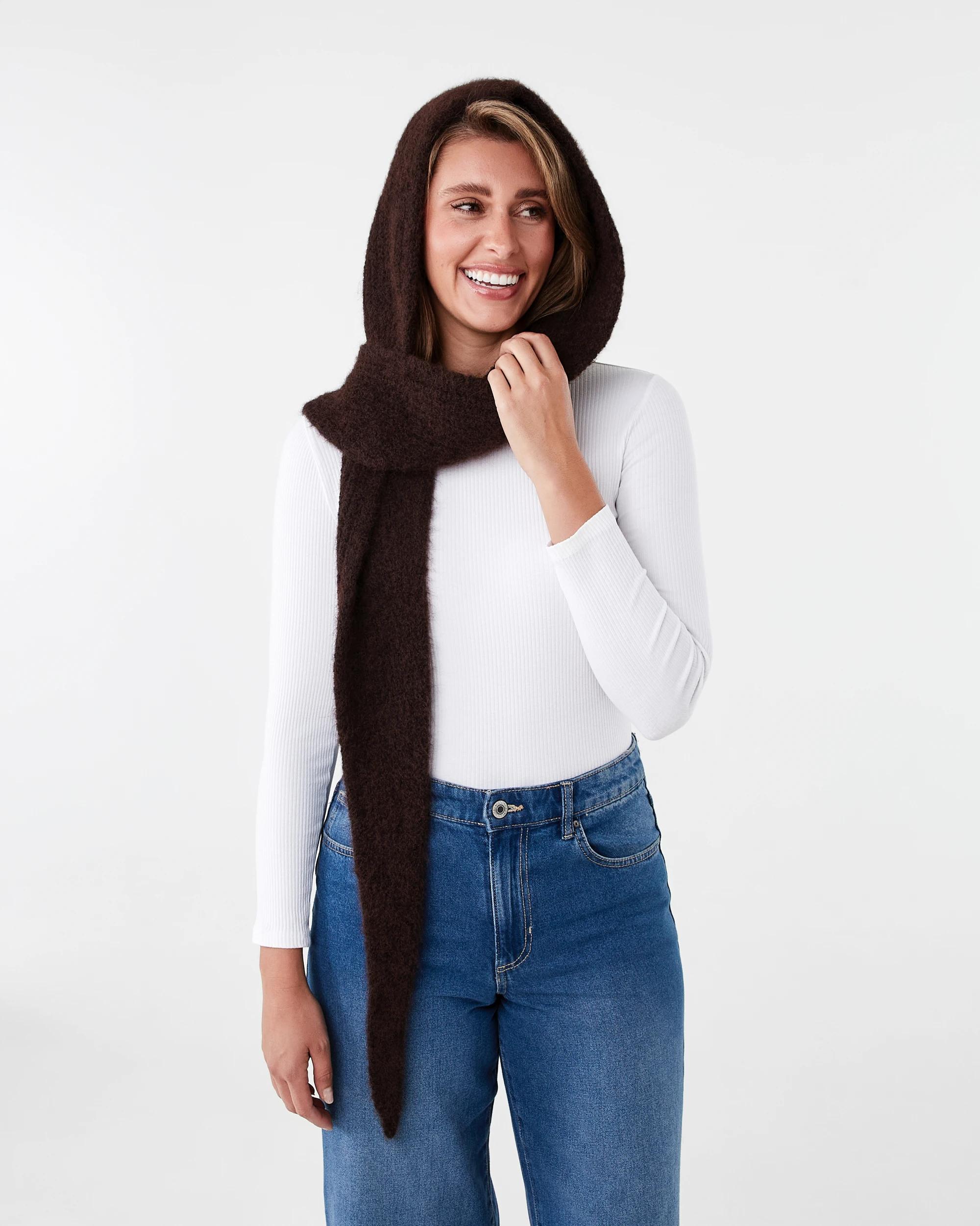 3 Hooded Scarf Choc Plum, 3 of 5