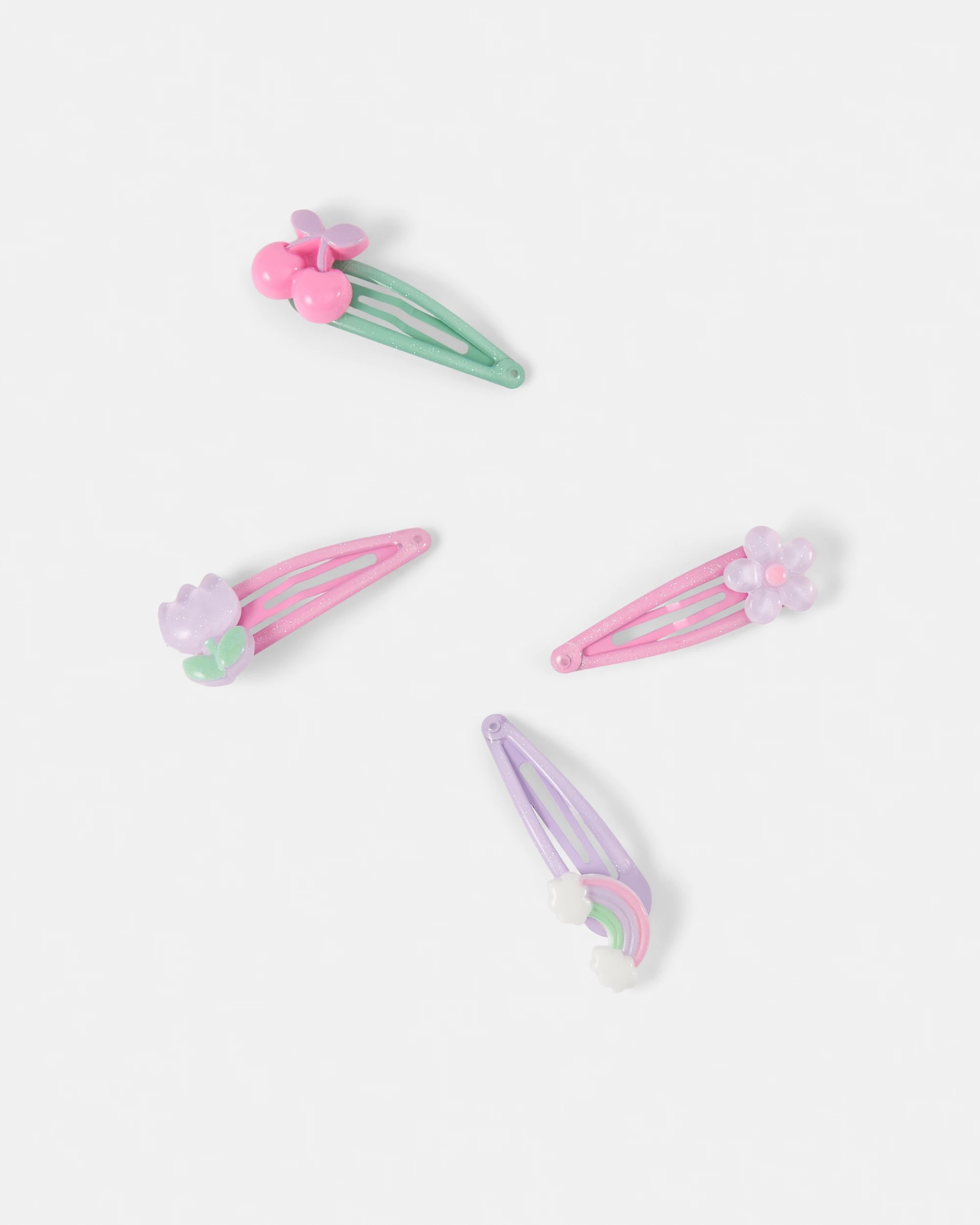 2 4 Pack Snap Hair Clip - Flower, Rainbow and Cherry, 2 of 3