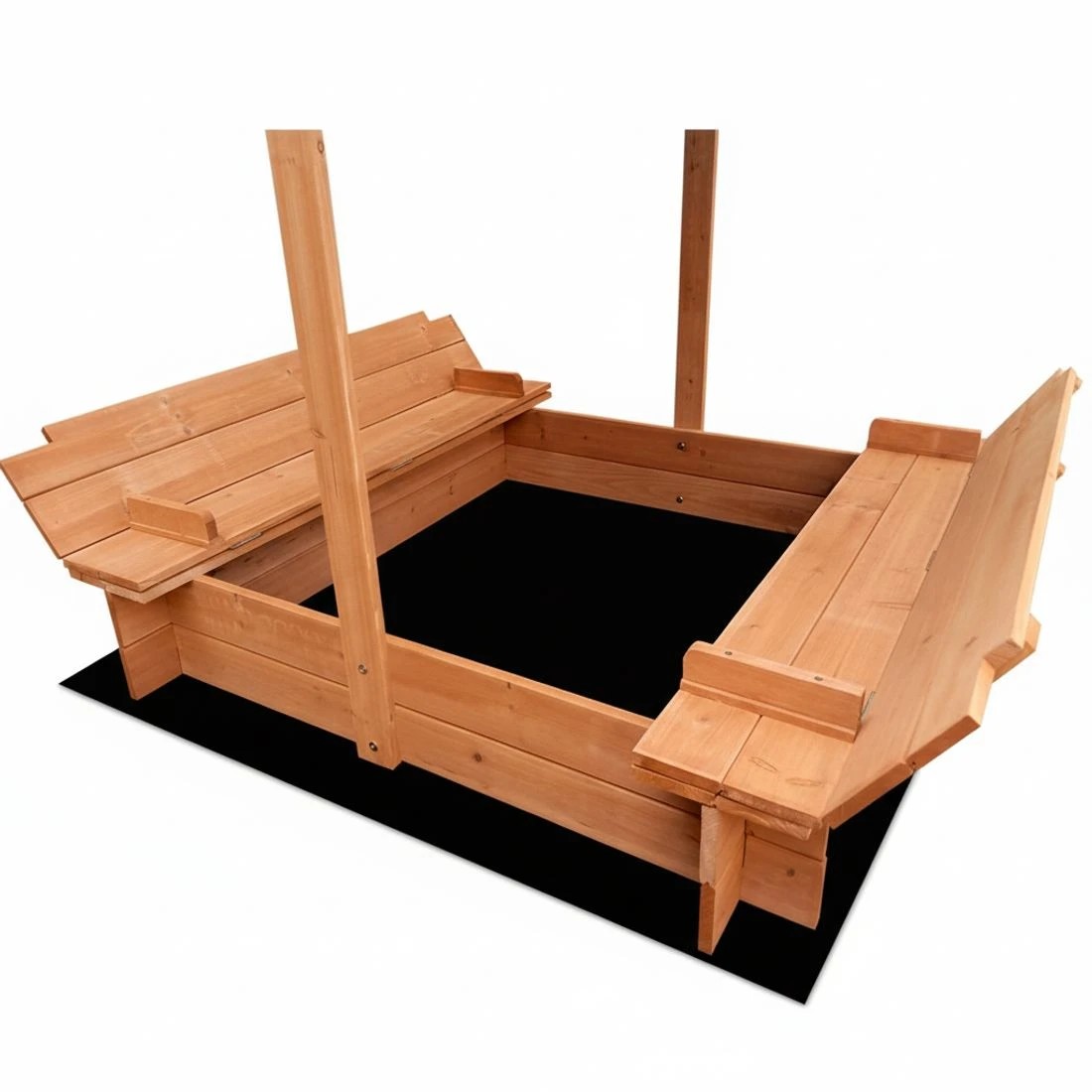 6 Keezi Kids Sandpit Wooden Sandbox Sand Pit with Canopy Foldable Seat Toys 120cm Durable Space Saving Sturdy - Multi, 6 of 6