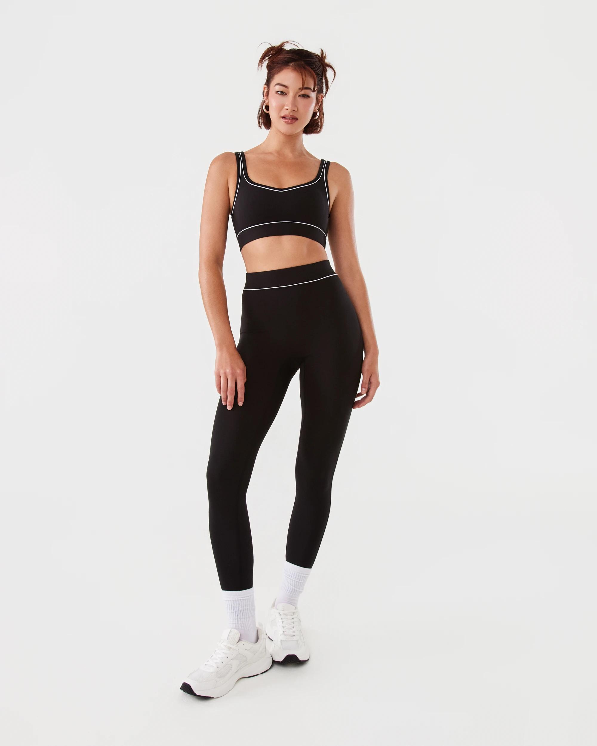 2 Active Womens Contrast Crop Top Black, 2 of 6