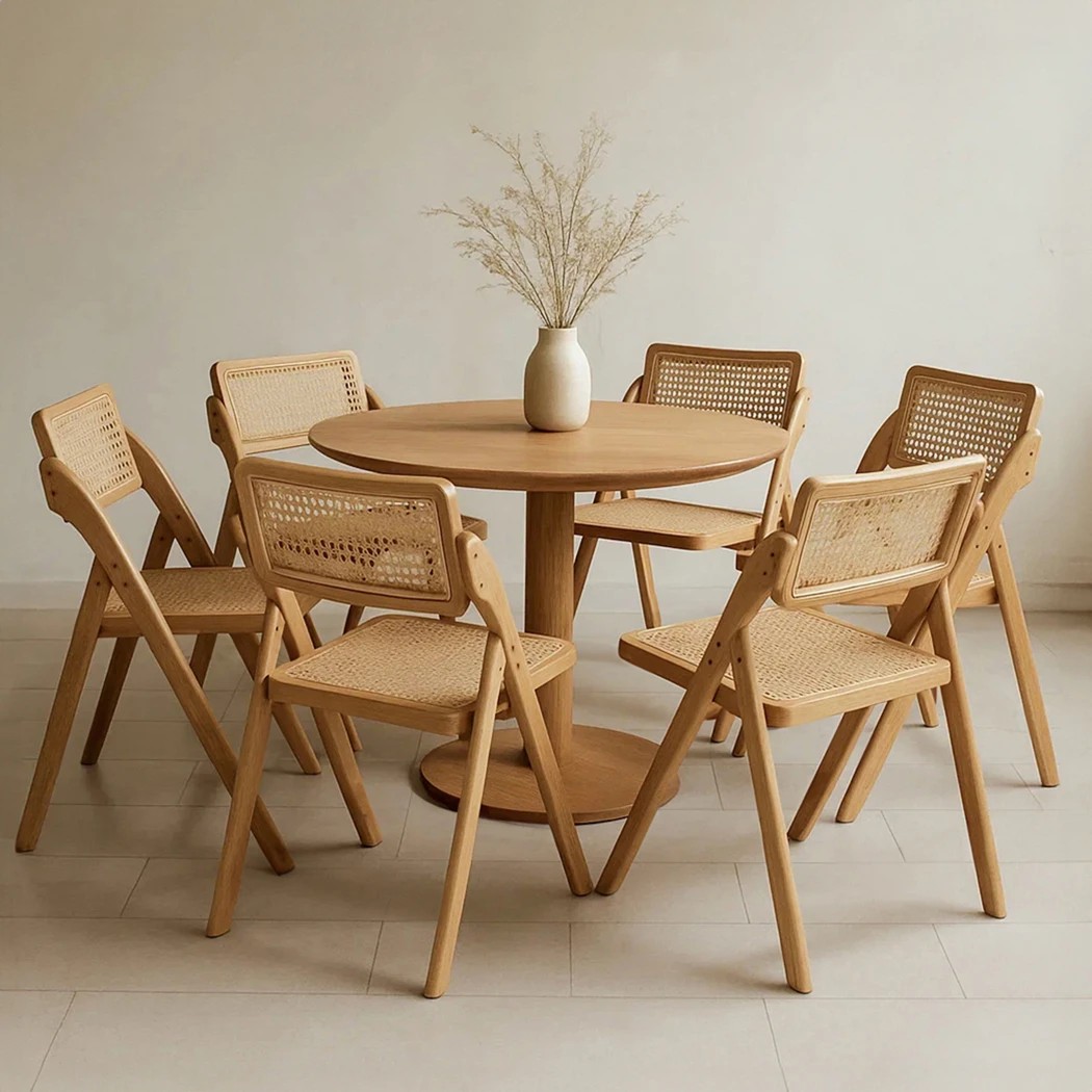 8 Levede 6x FoldableRattan Dining Chairs - Natural, 8 of 8