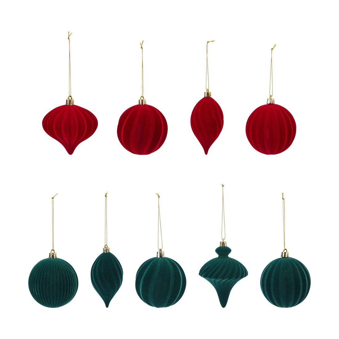 2 9 Pack Traditional Flocked Hanging Decorations, 2 of 4
