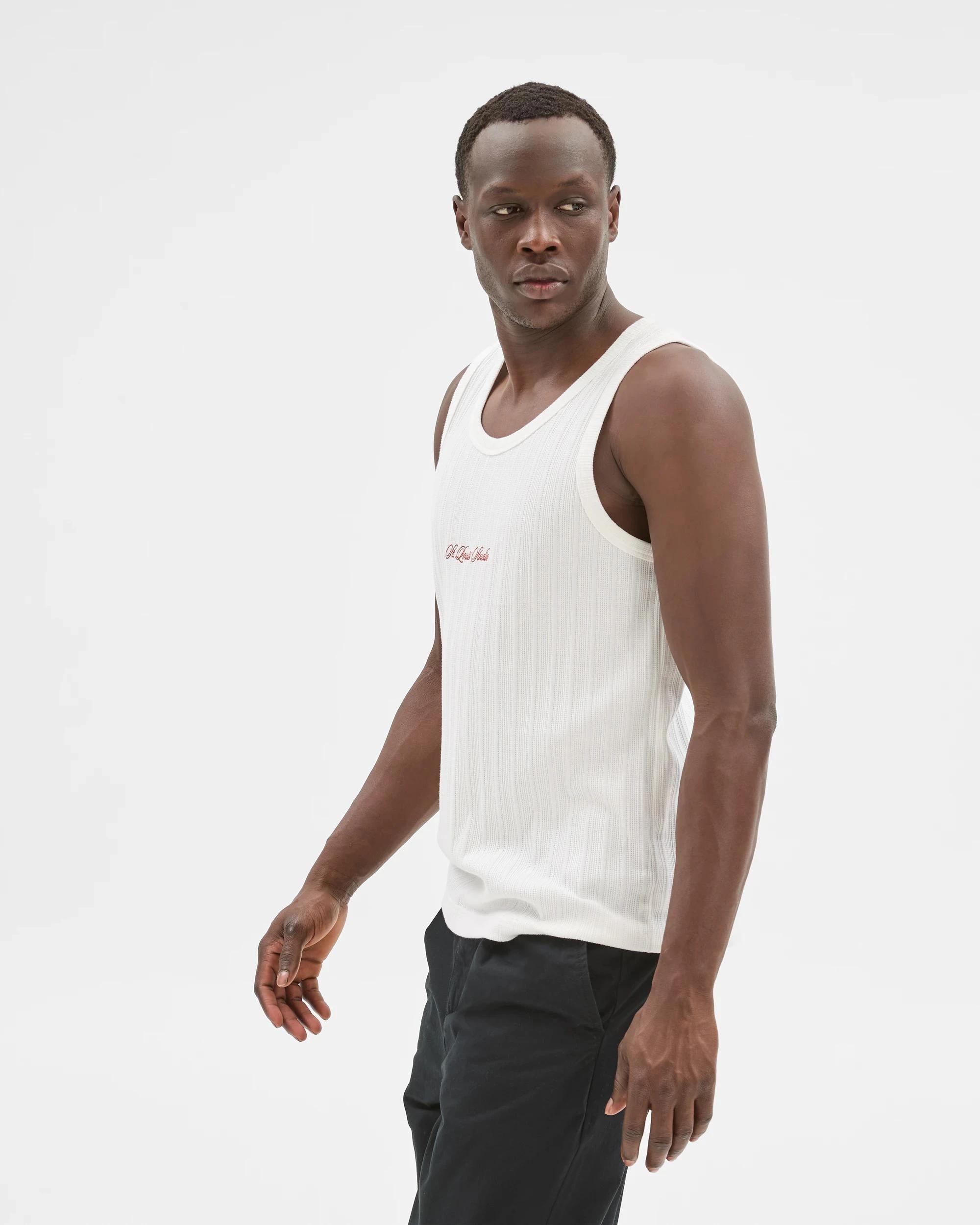 6 Australian Cotton Blend Ribbed Tank Top - Commons WHITE, 6 of 6