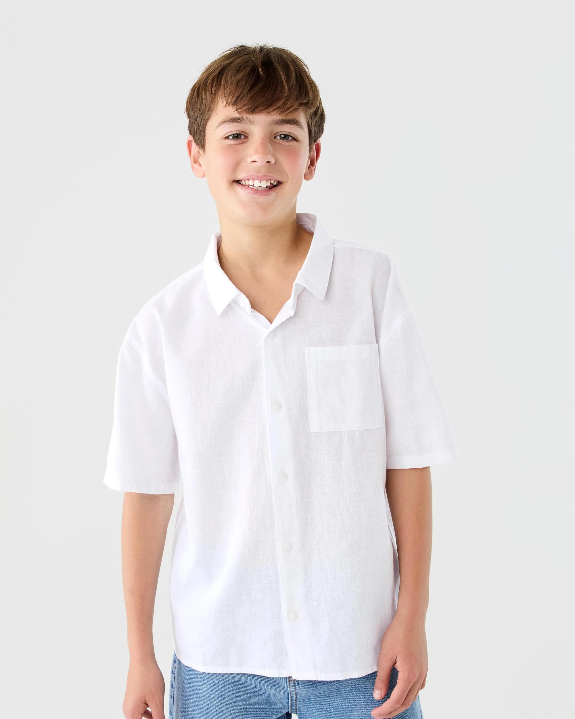1 Short Sleeve Linen Shirt White, 1 of 8
