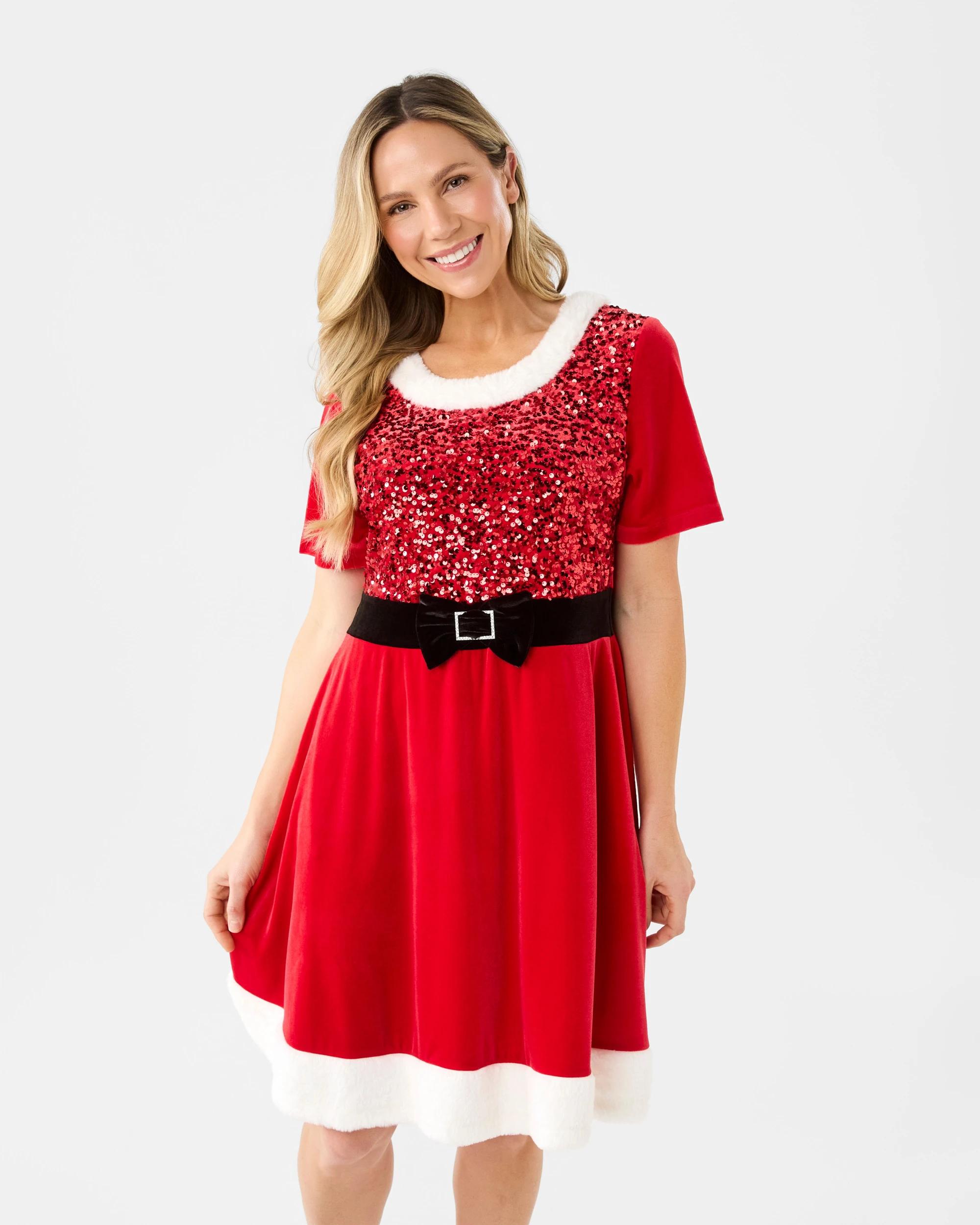 kmart christmas dress Family Matching Santa Sequin Womens Strawberry Size 6 red dress kmart kids
