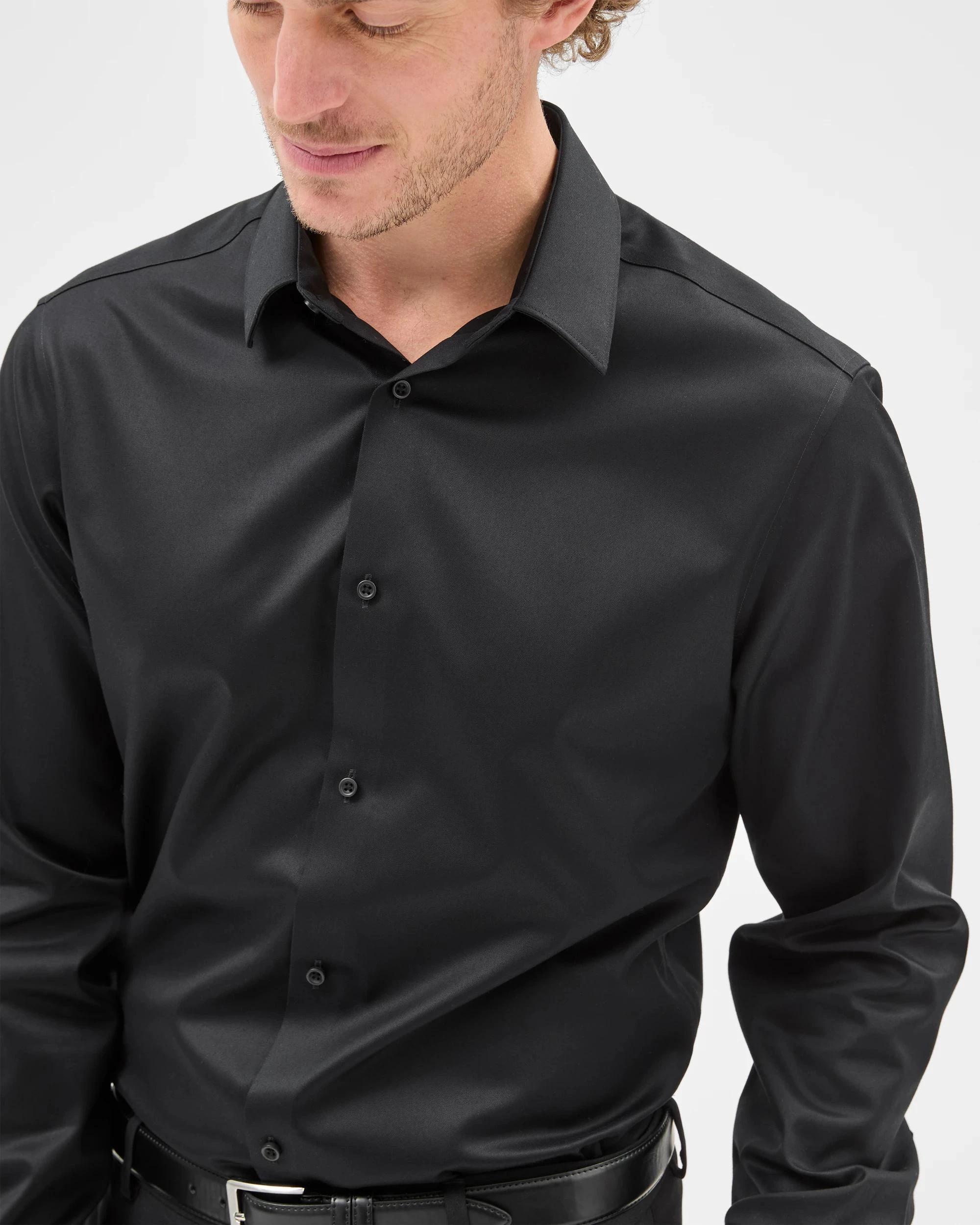 4 Preview Non Iron Long Sleeve Business Shirt BLACK, 4 of 7
