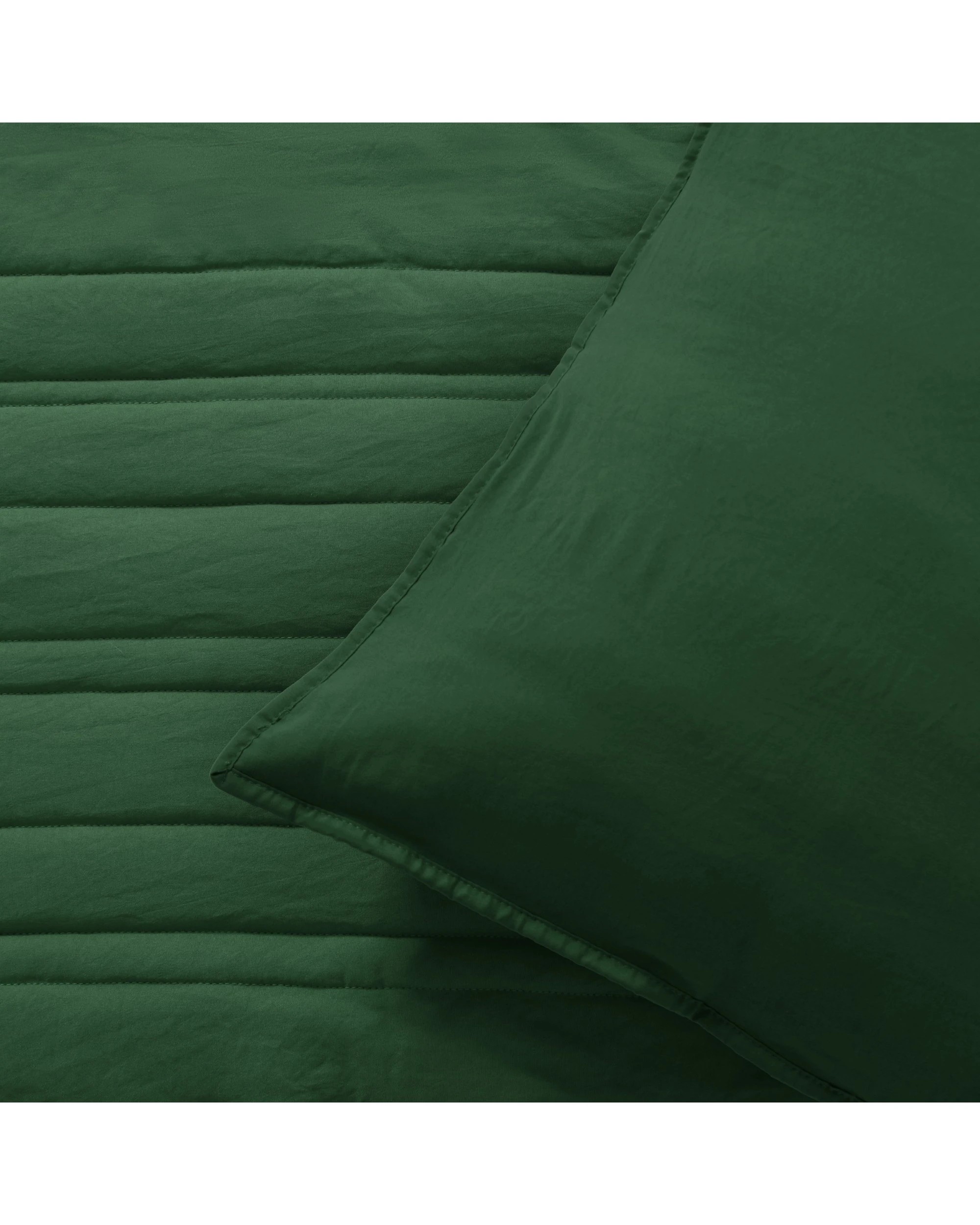 3 Dreamaker Superfine Washed Microfibre Stripe Quilted Coverlet Set - Super King Bed - Hunter Green, 3 of 7