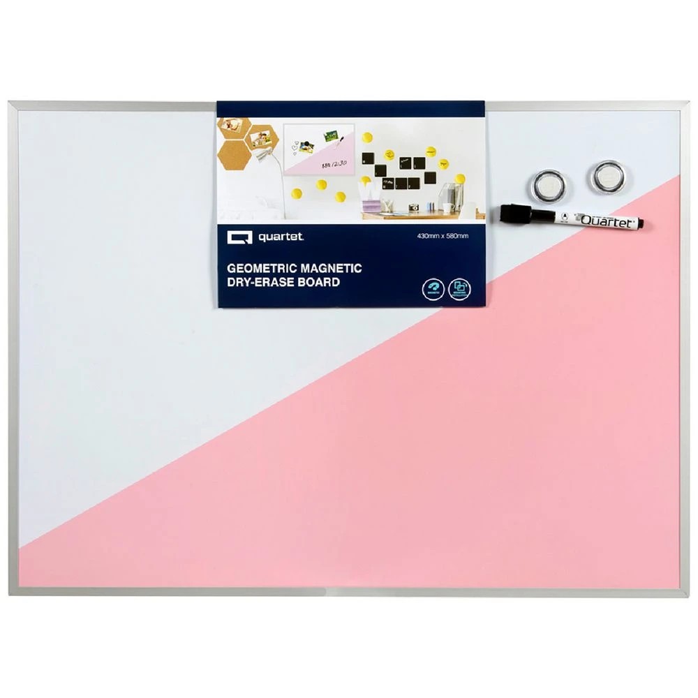 1 Quartet 580 x 430mm Geo Whiteboard Pink, 1 of 2