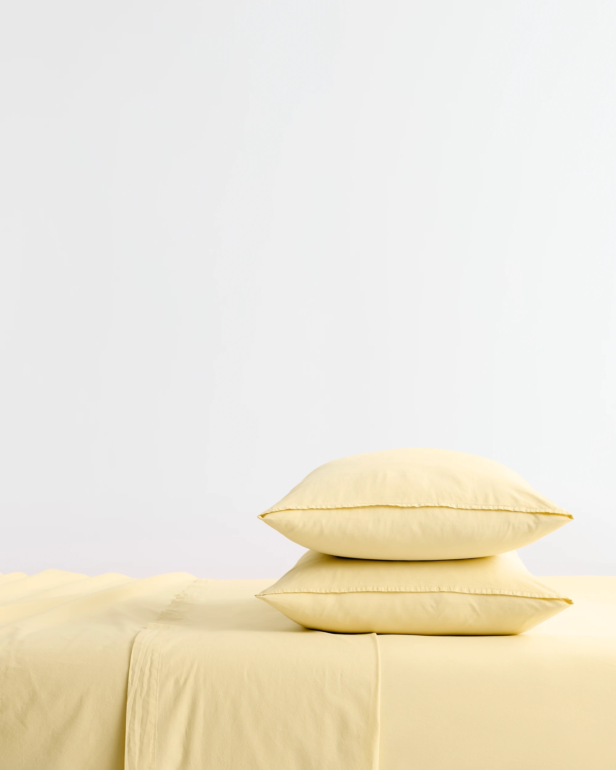 1 Arlo Stonewash Cotton Fitted Sheet - Queen Bed - Yellow, 1 of 2