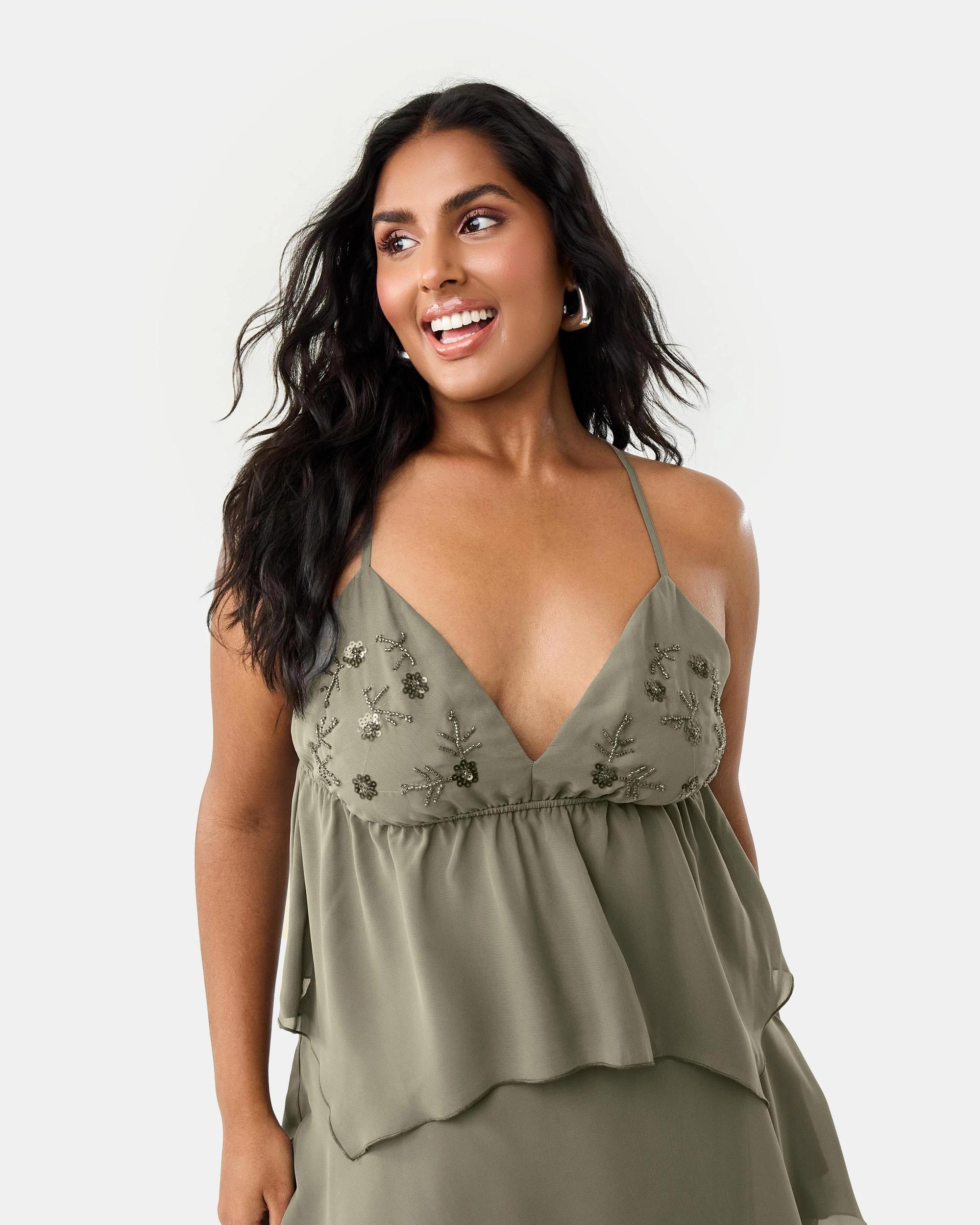 3 Sleeveless Beaded V-Neck Camisole Overland, 3 of 10