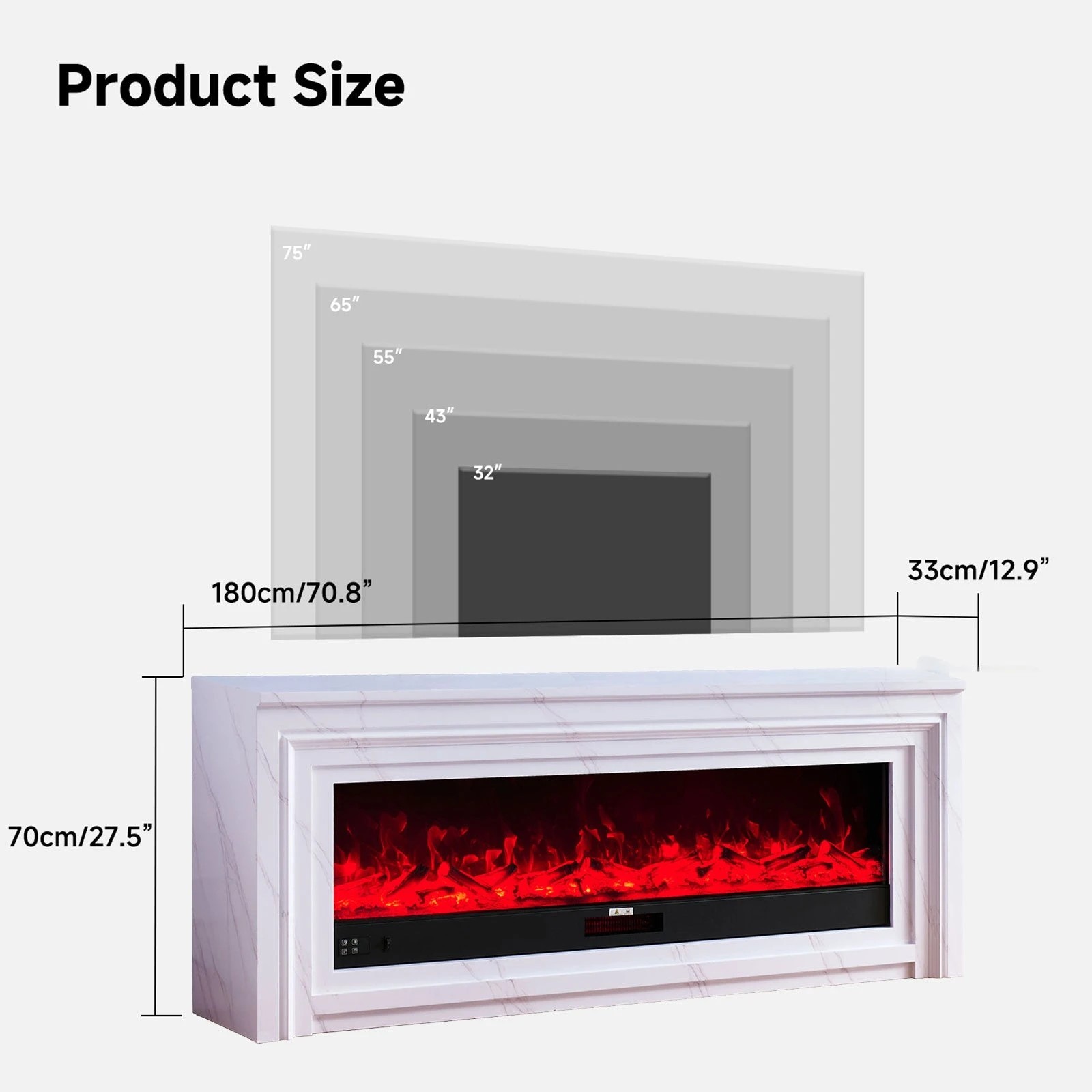 5 Moda Living Valence 60 inch Electric Fireplace with White Mantel Suite - White, 5 of 9