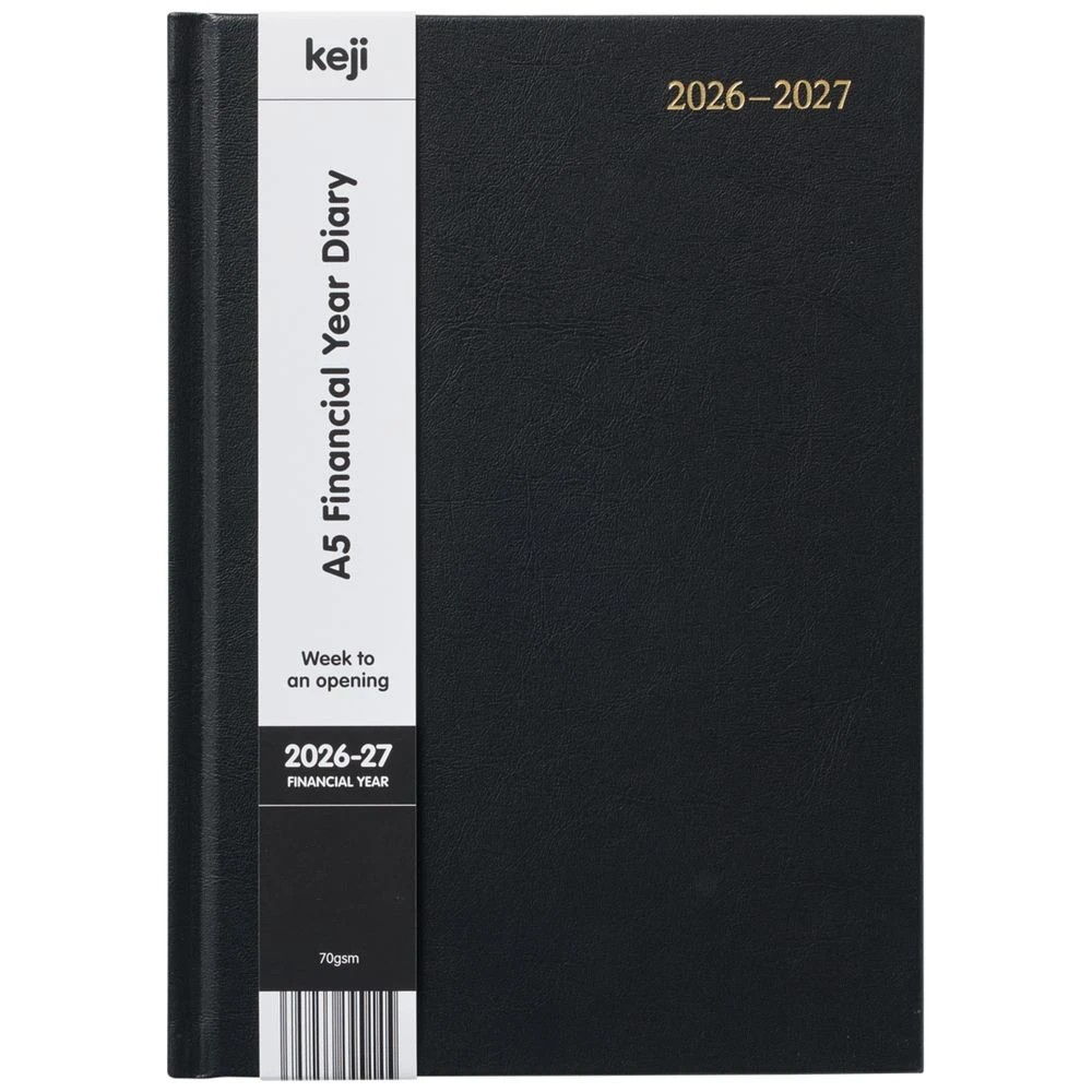 1 Keji A5 Week to View FY26/27 Diary Black, 1 of 6