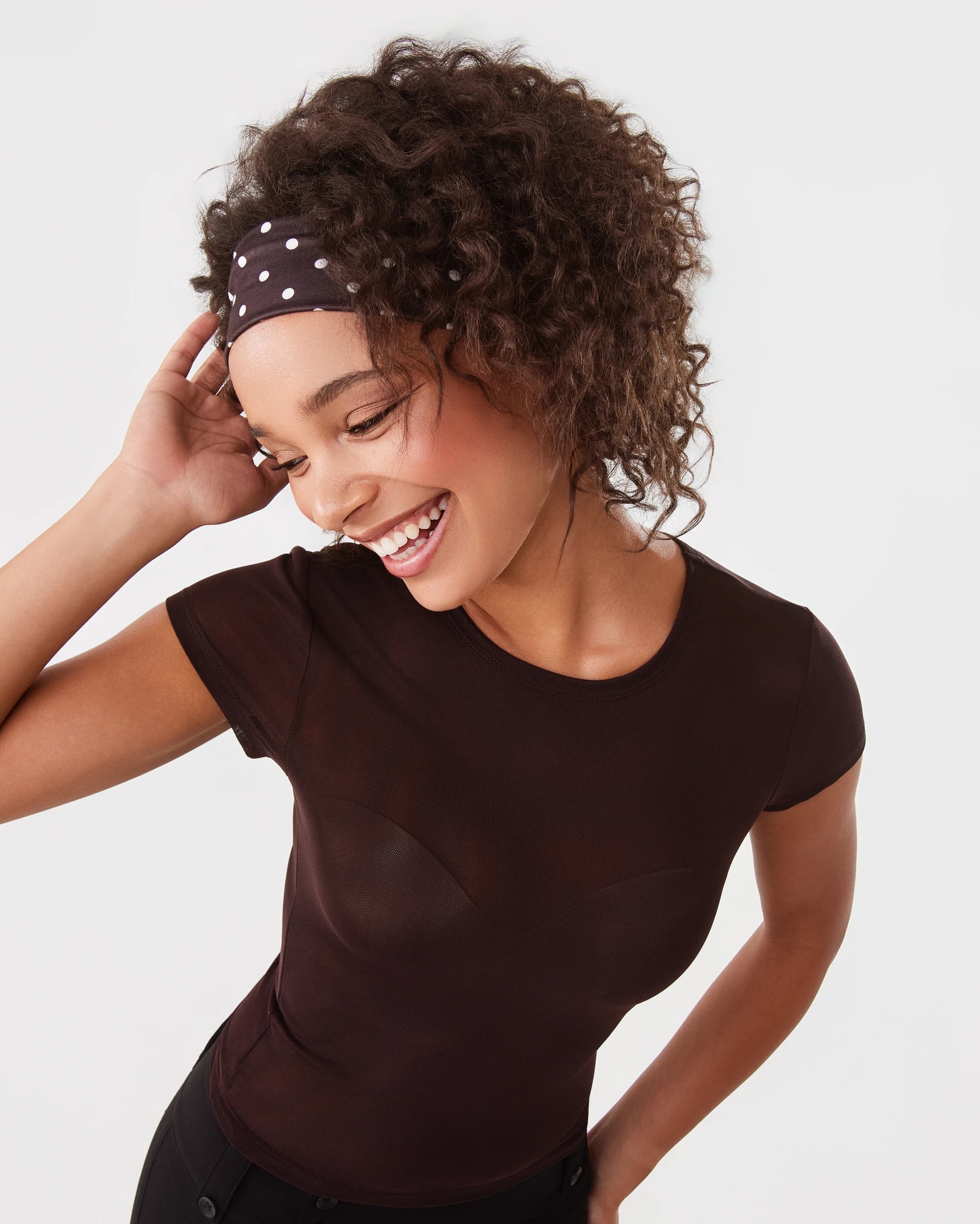 4 Polka Dots Stretch Headband - Brown, 4 of 7