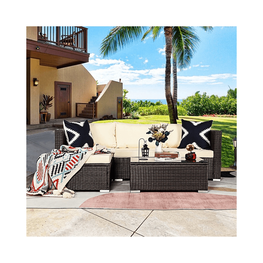 10 Sarantino 5pc Modular Outdoor Lounge Set Pe Rattan - Brown, 10 of 10