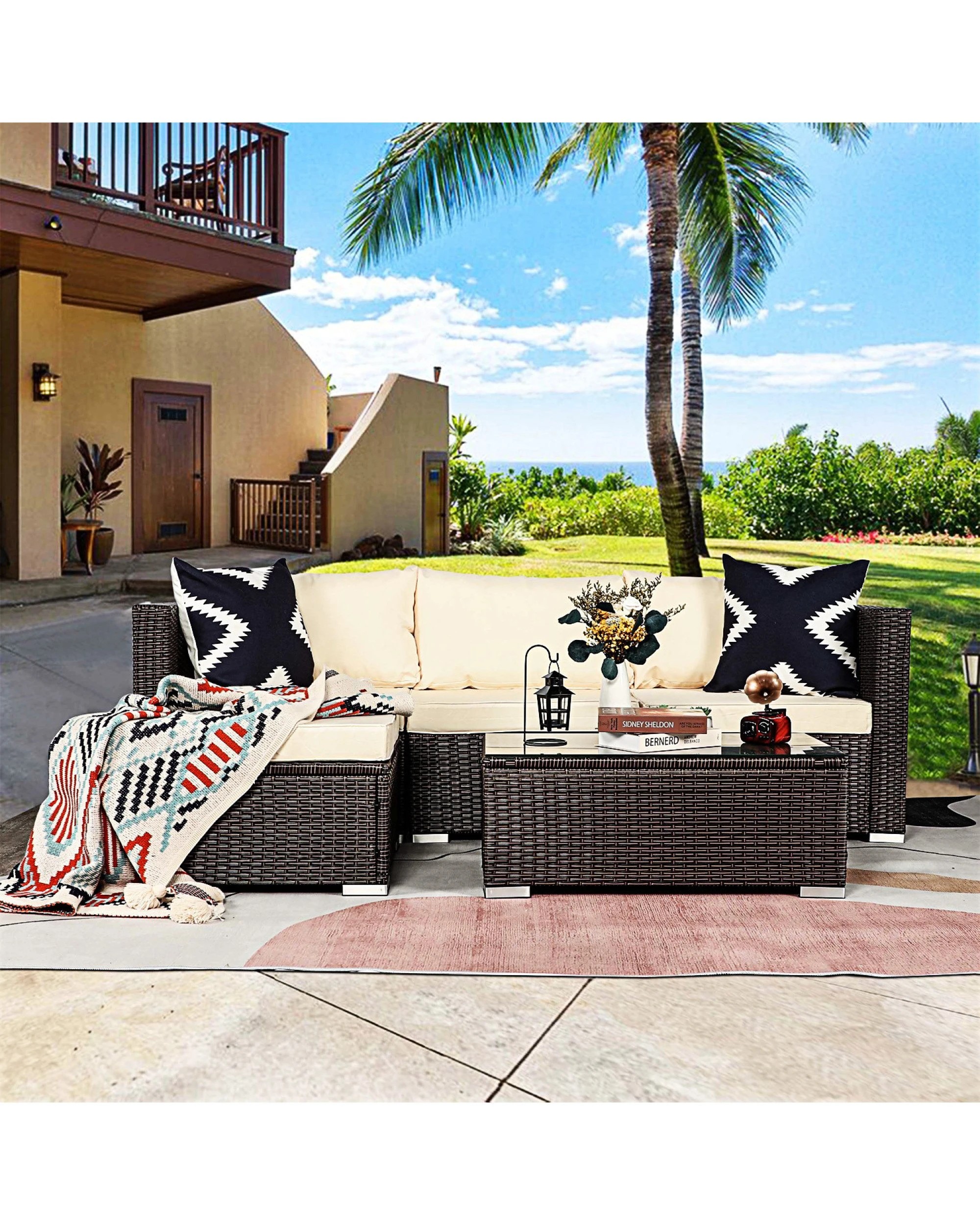 10 Sarantino 5pc Modular Outdoor Lounge Set Pe Rattan - Brown, 10 of 10